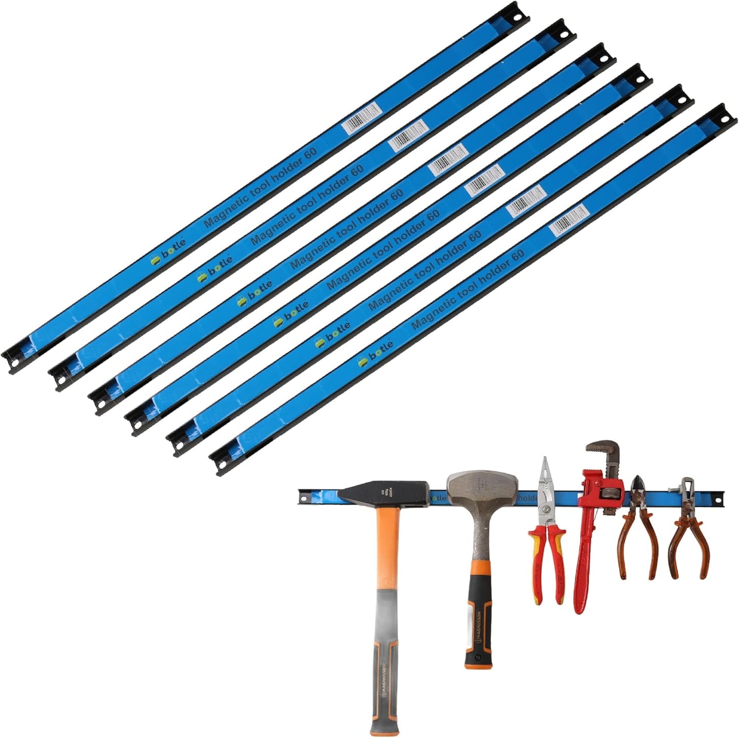 Magnetische Werkzeugleisten-Set, 6 Stck. 60 cm