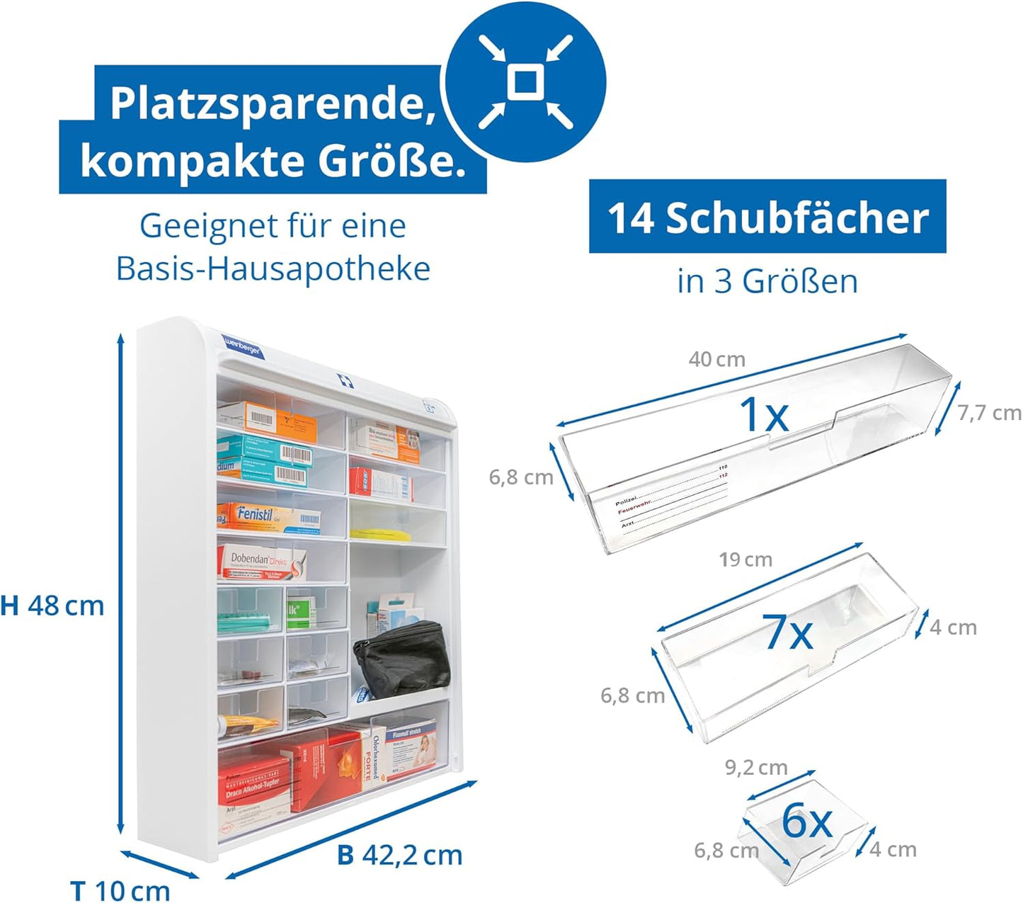 Medizinschrank mit Kindersicherung und Jalousie