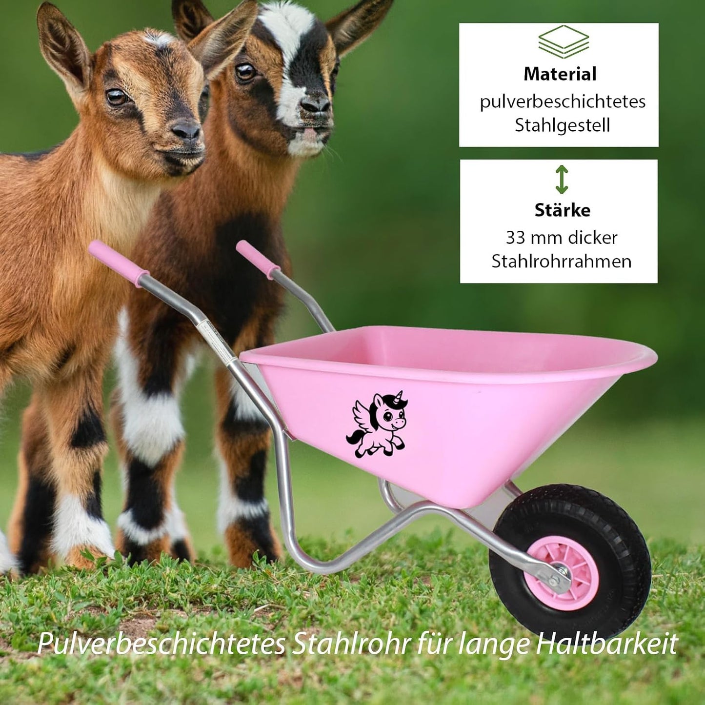 Kinderschubkarre mit Vollgummirad, 40 kg Traglast