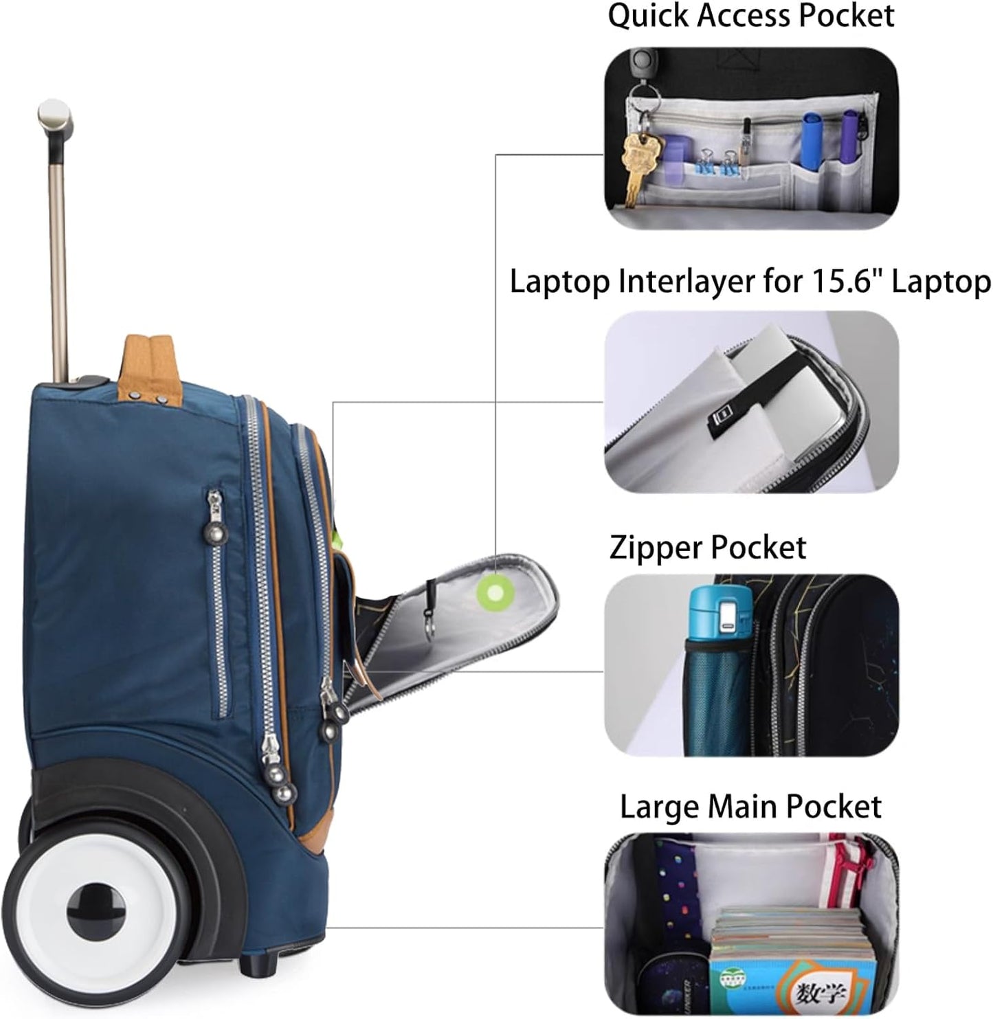 Laptoptasche mit Rollen, T5 - Blau