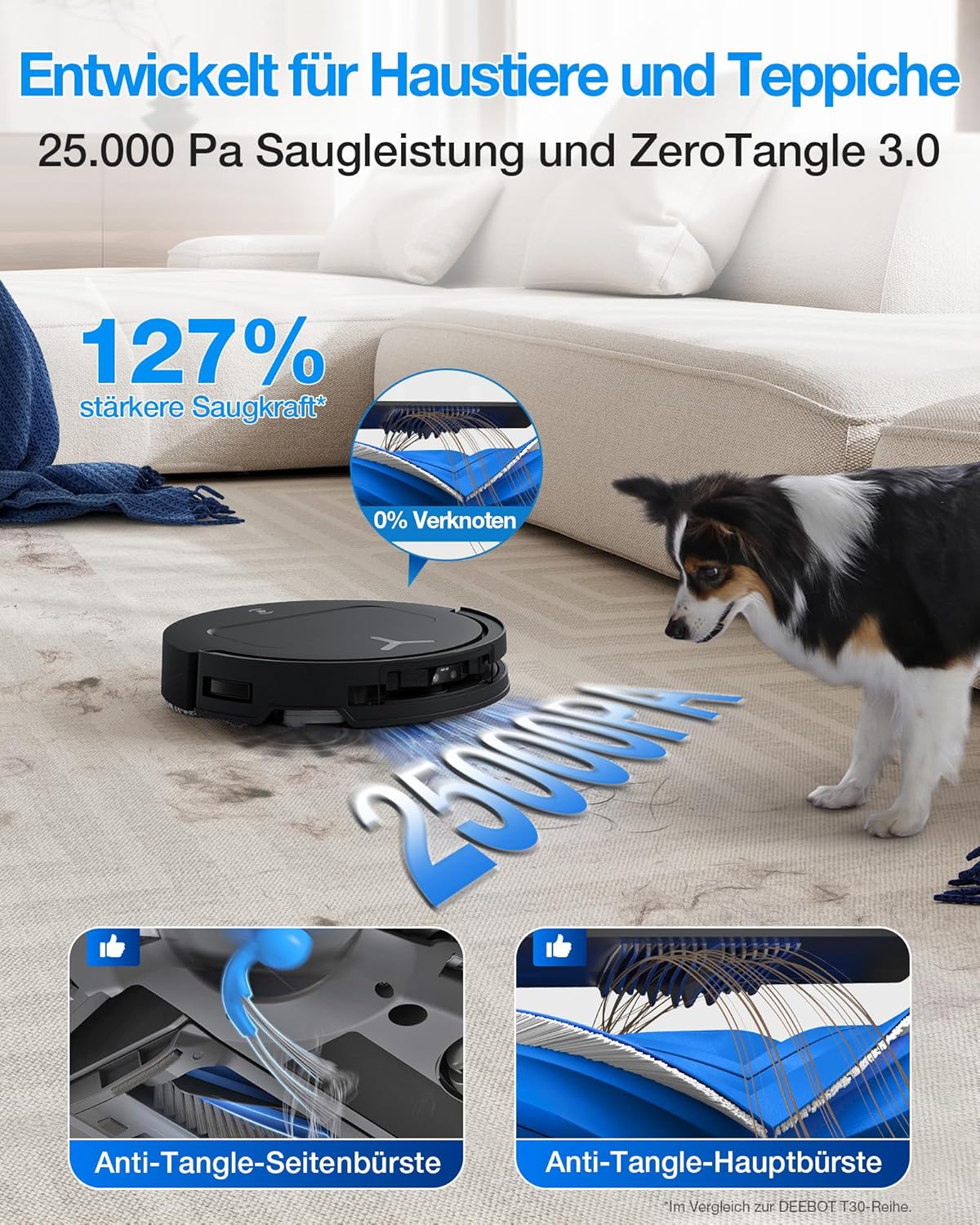 DEEBOT T50 Omni Saugroboter mit Wischfunktion, Mattschwarz