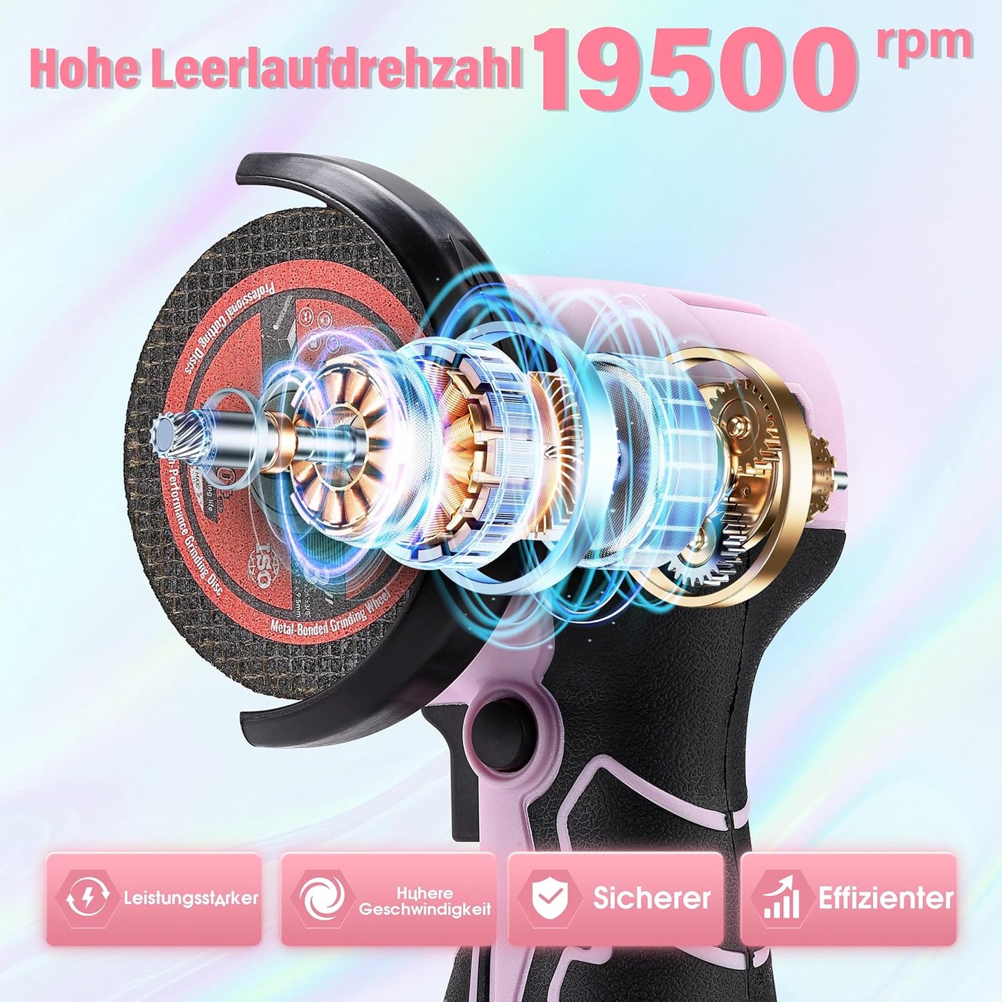 Mini-Winkelschleifer mit 2 Akkus, Rosa Winkelschleifer