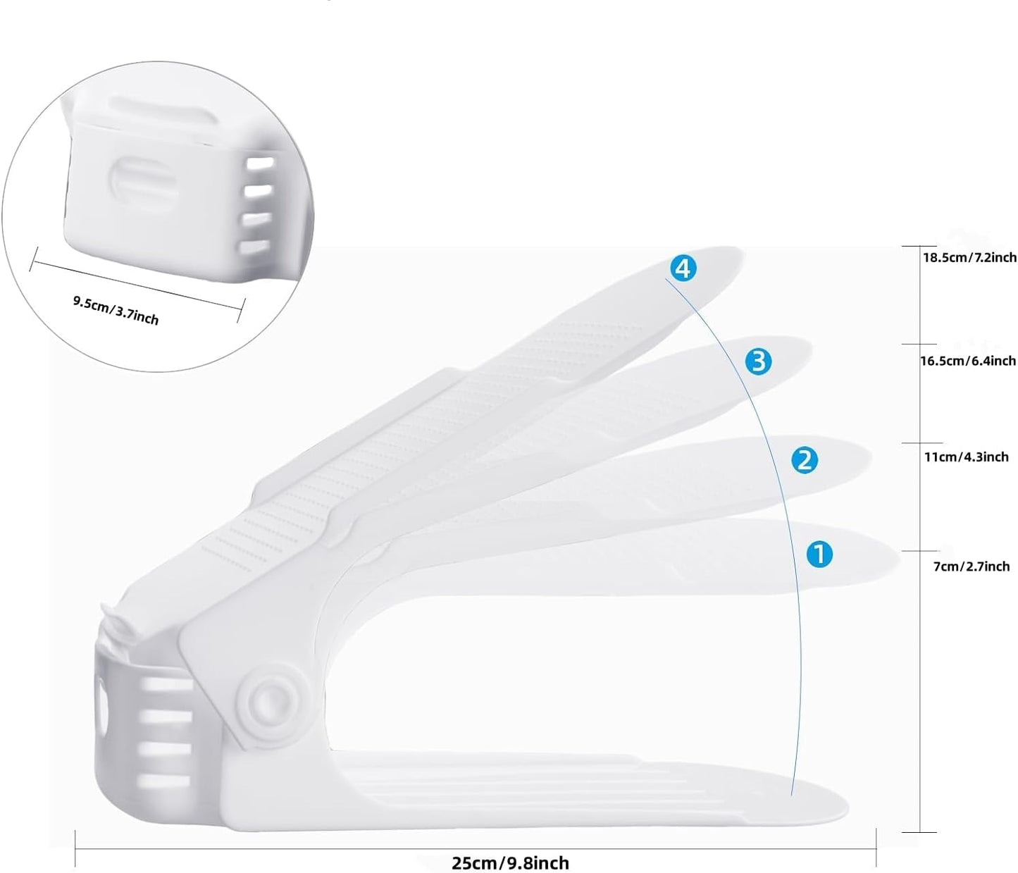 Verstellbare Schuhstapler, 10 Stück, Weiß