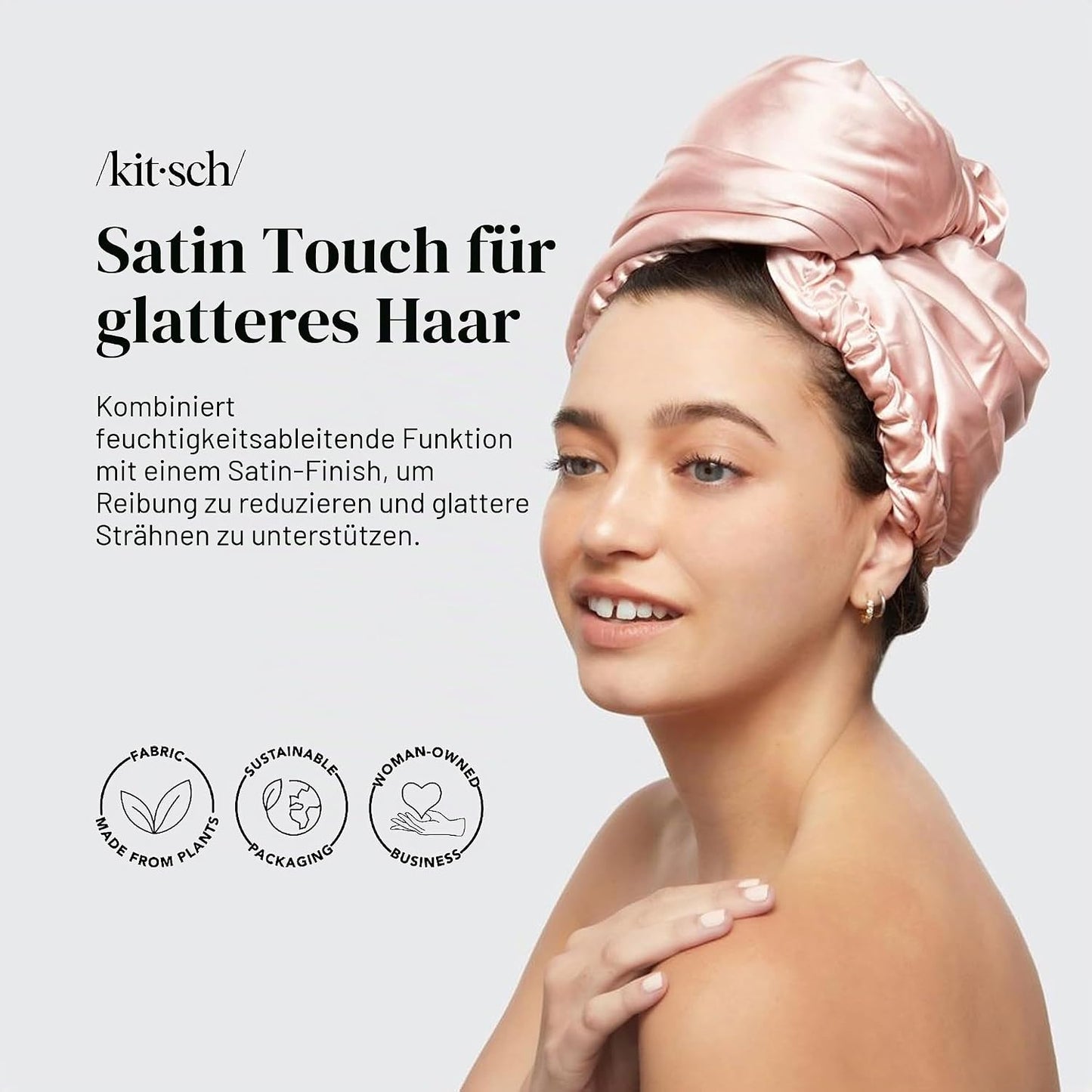 Satin Mikrofaser-Haarhandtuch, Blush