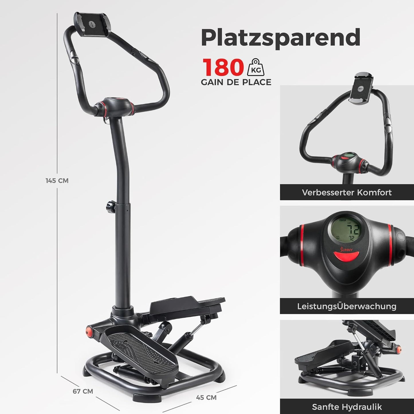 Stair Stepper mit Lenker & Widerstandsbändern, Anthrazit
