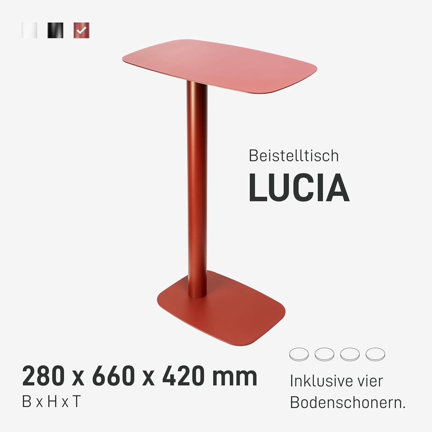 Beistelltisch Lucia, Dunkelrot H66 cm