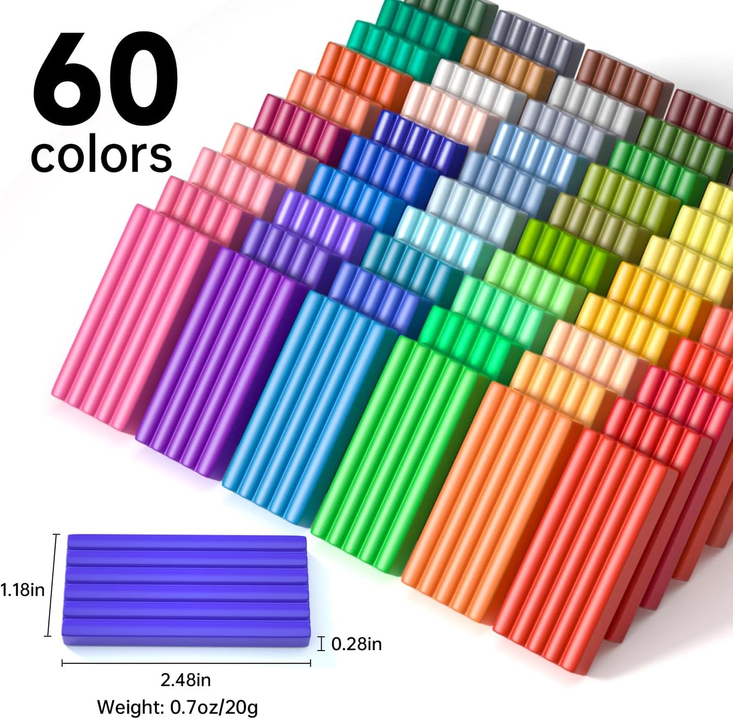Modelliermasse Set, 60 Farben