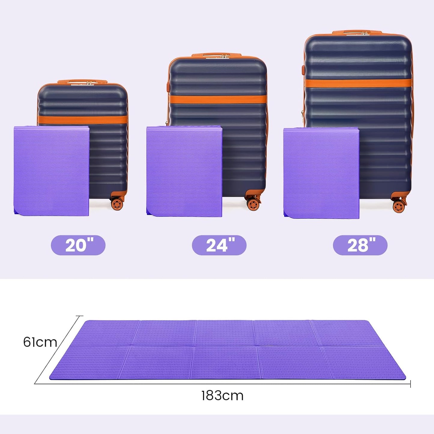 Klappbare Yogamatte, Lila 183*61*0.6cm