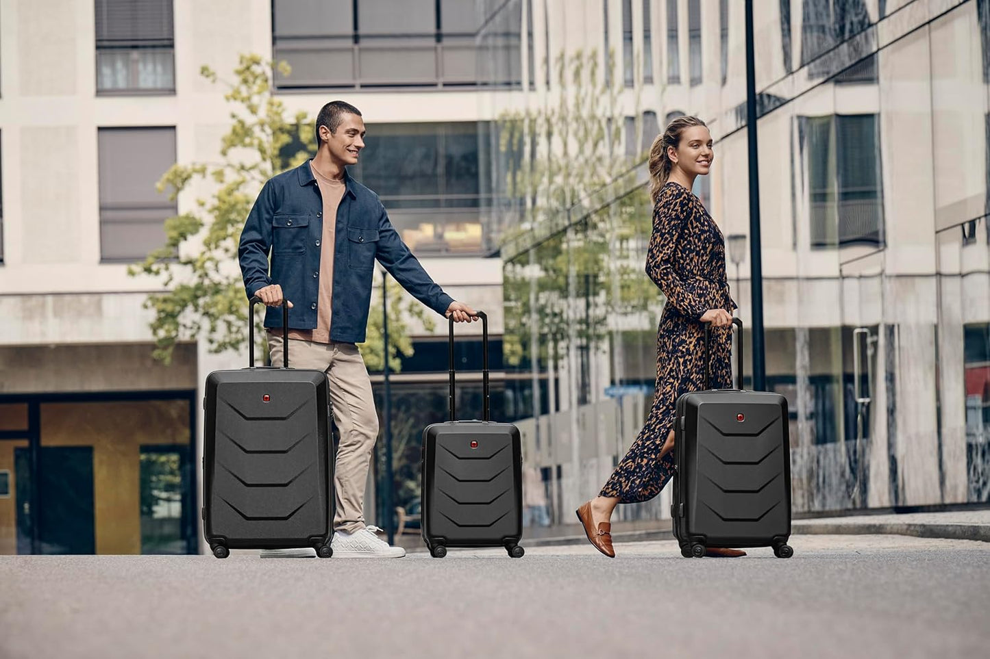 Hartschalenkoffer mit 4 Rollen, Gross, Sicherheitsschloss, Schwarz L