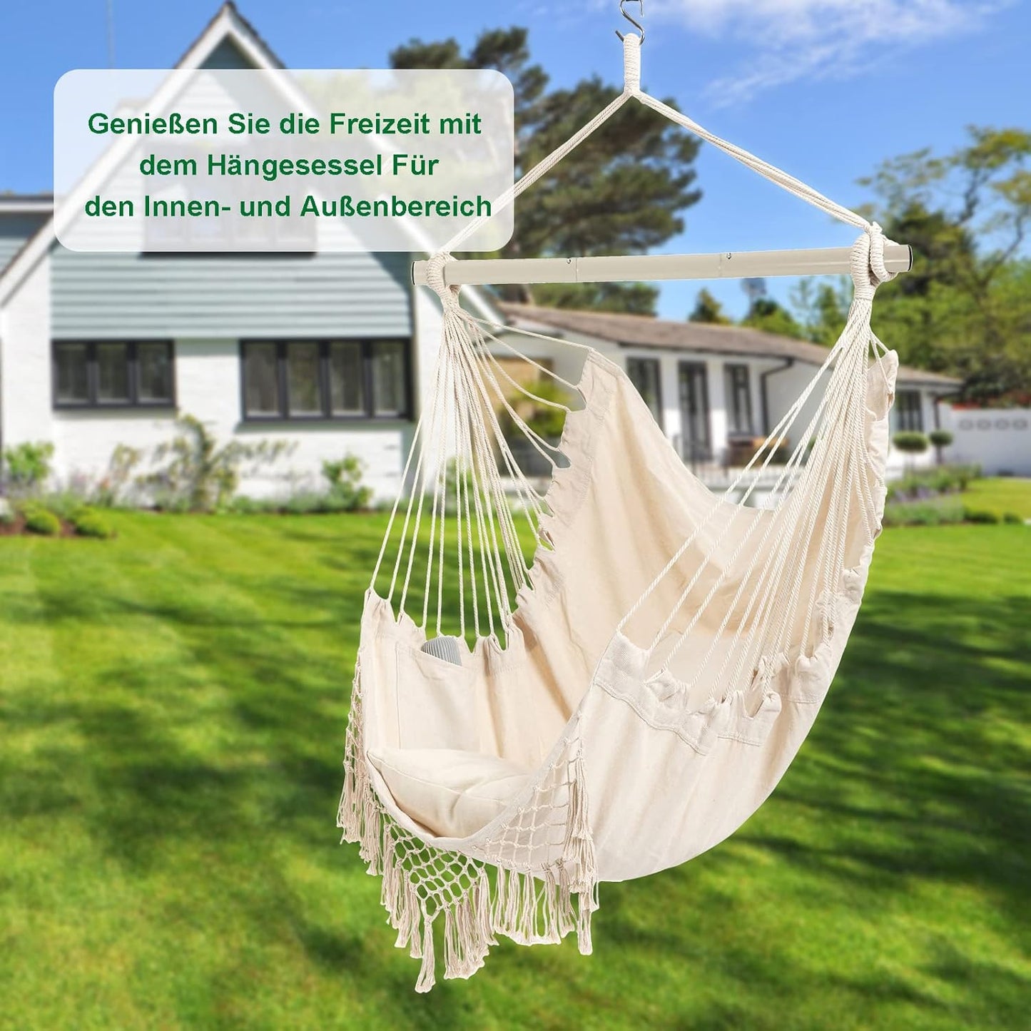 Hängesessel für Indoor und Outdoor, Beige