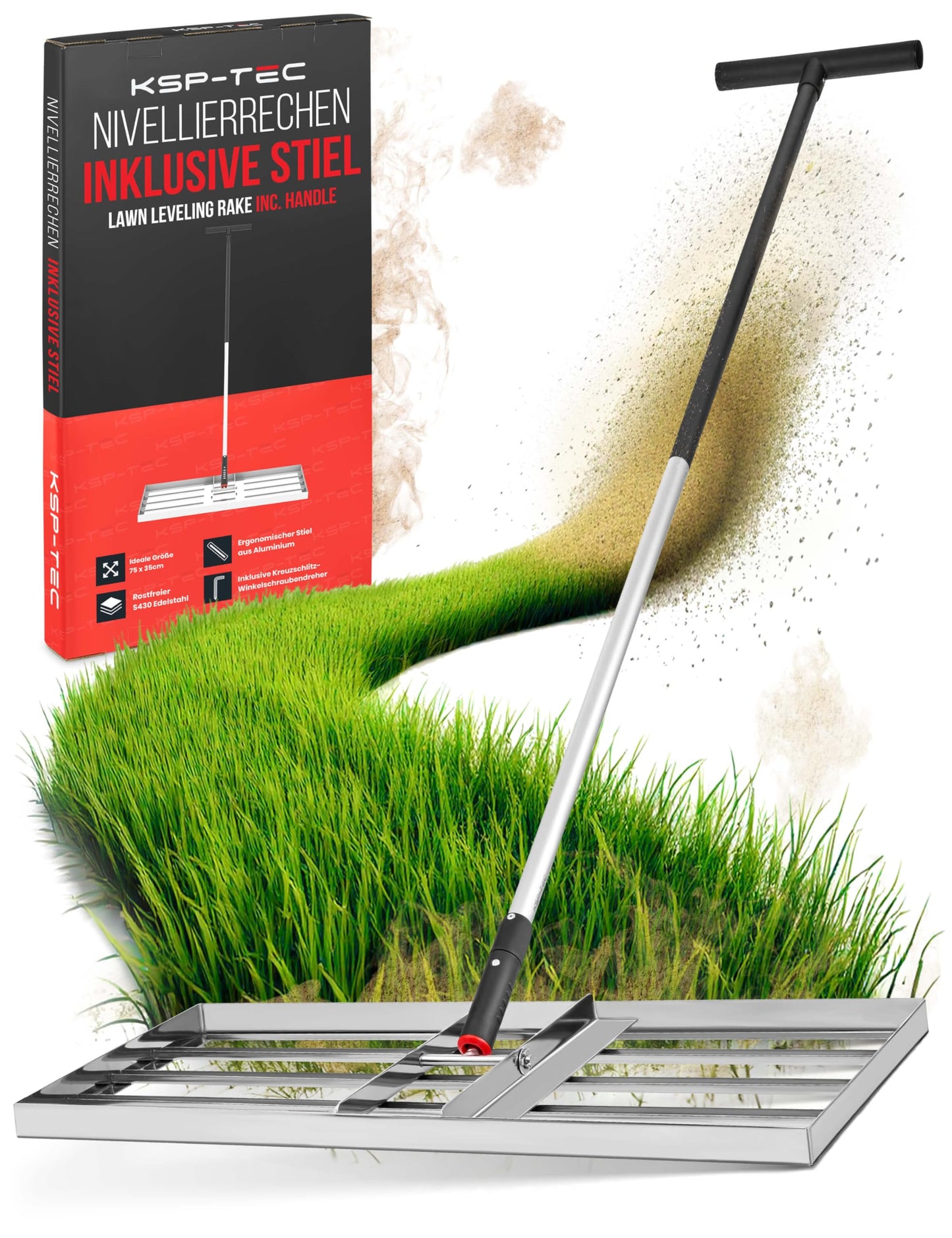 Rasenrakel Edelstahl 75 x 35 cm