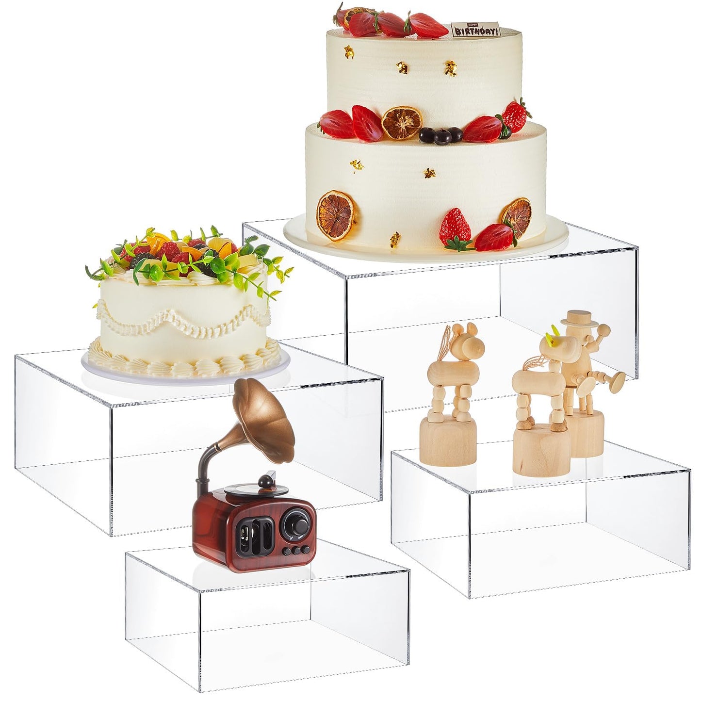 Buffet- und Dessertständer-Set, 4 Transparent 6'' 7'' 8'' 10''