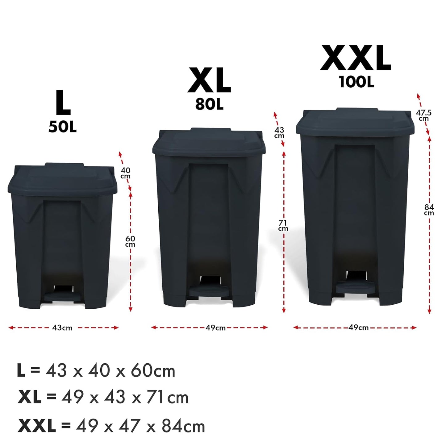 Tretmülleimer Olaf mit Step-On-Mechanismus, 80 Liter Grau