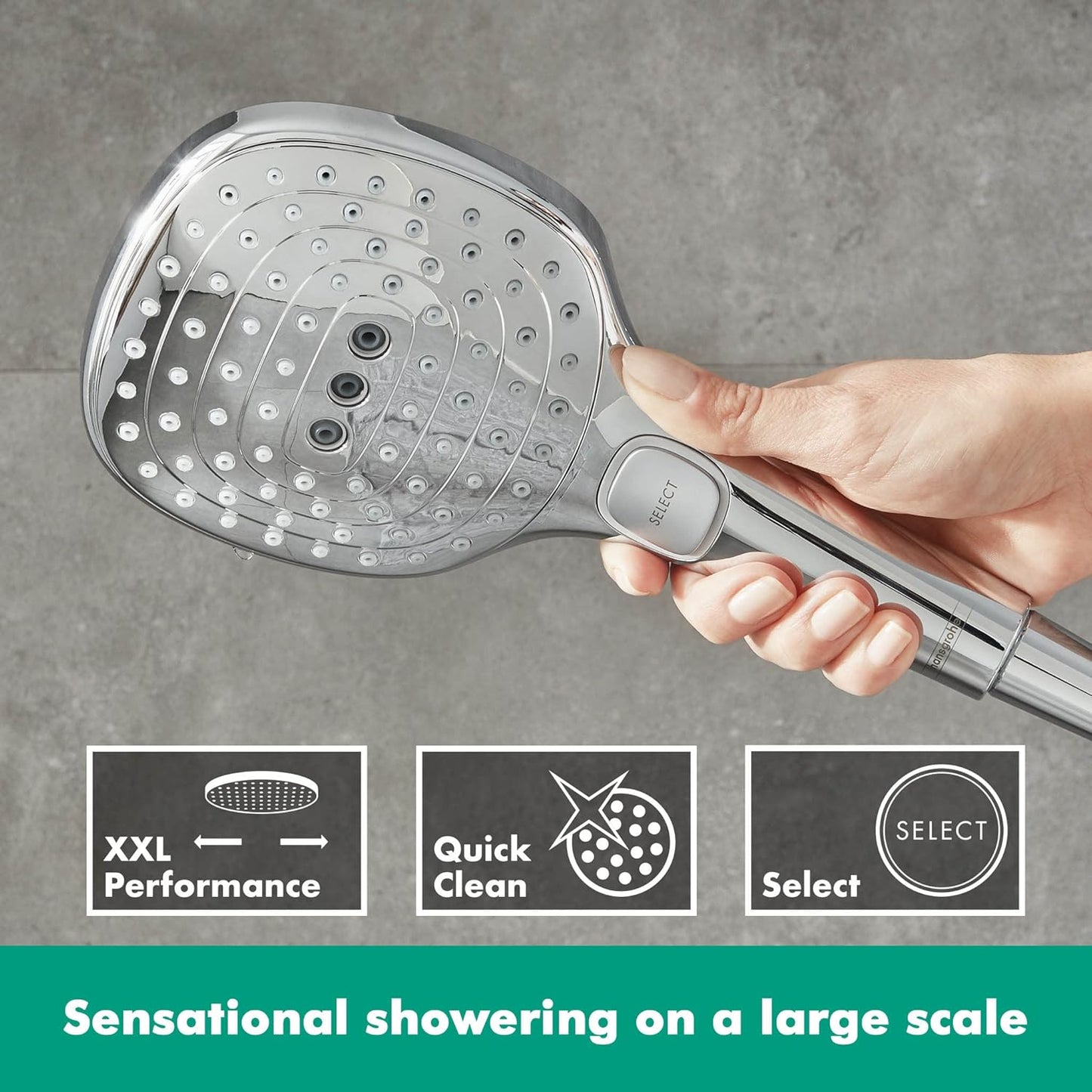 Raindance Select E Duschkopf mit EcoSmart (3 Strahlarten), Chrom 3 wassersparende Strahlarten