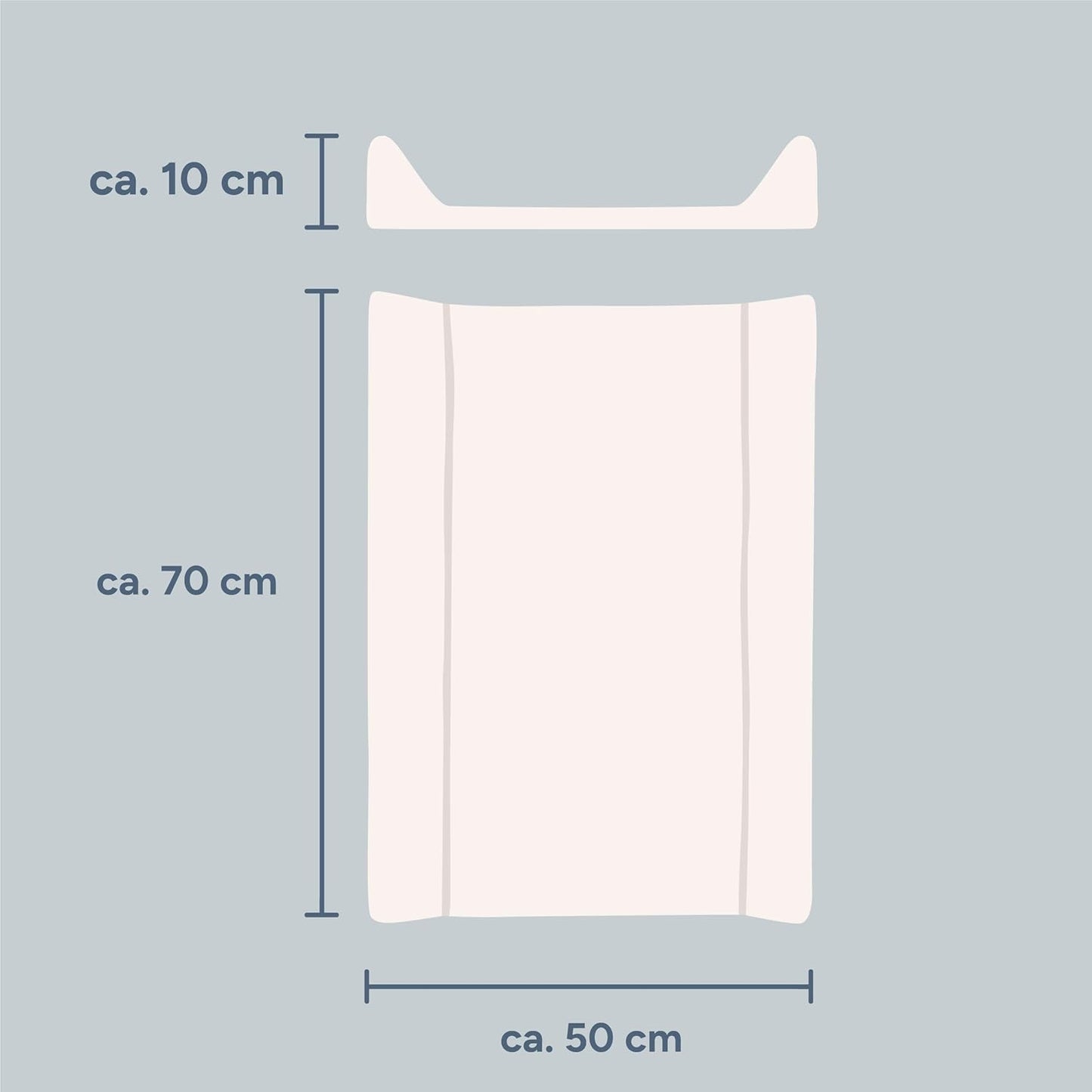 Abwaschbare Wickelauflage mit Keil, Beige 50 x 70 cm
