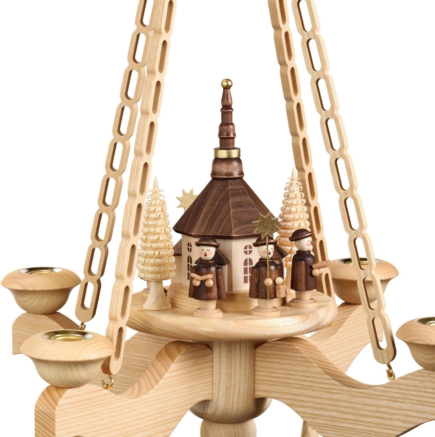 Hängepyramide Kurrende mit Kirche und Teelichtern