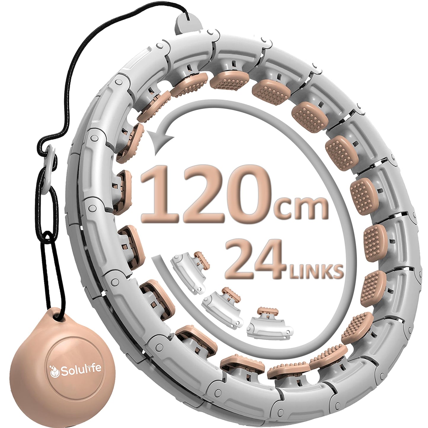 Verstellbarer Hula Hoop Reifen mit Gewichtskugel (24-teilig), Taupe Standard