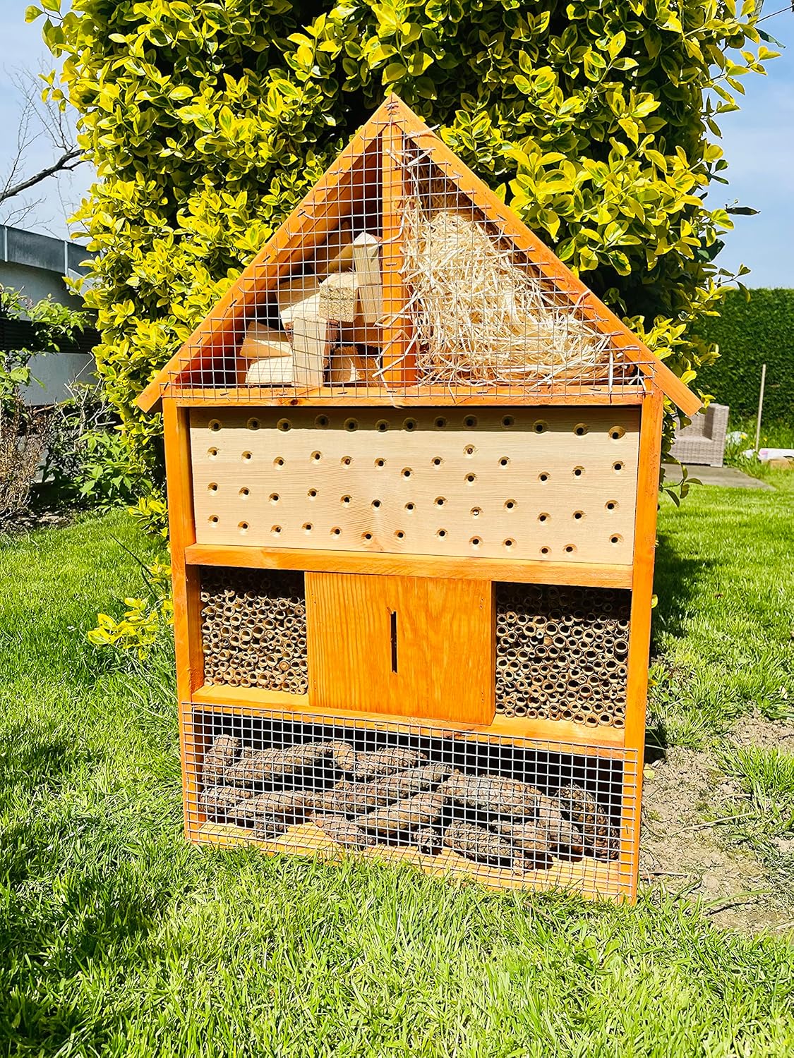 Insektenhotel XL mit Standfuss, Braun XL