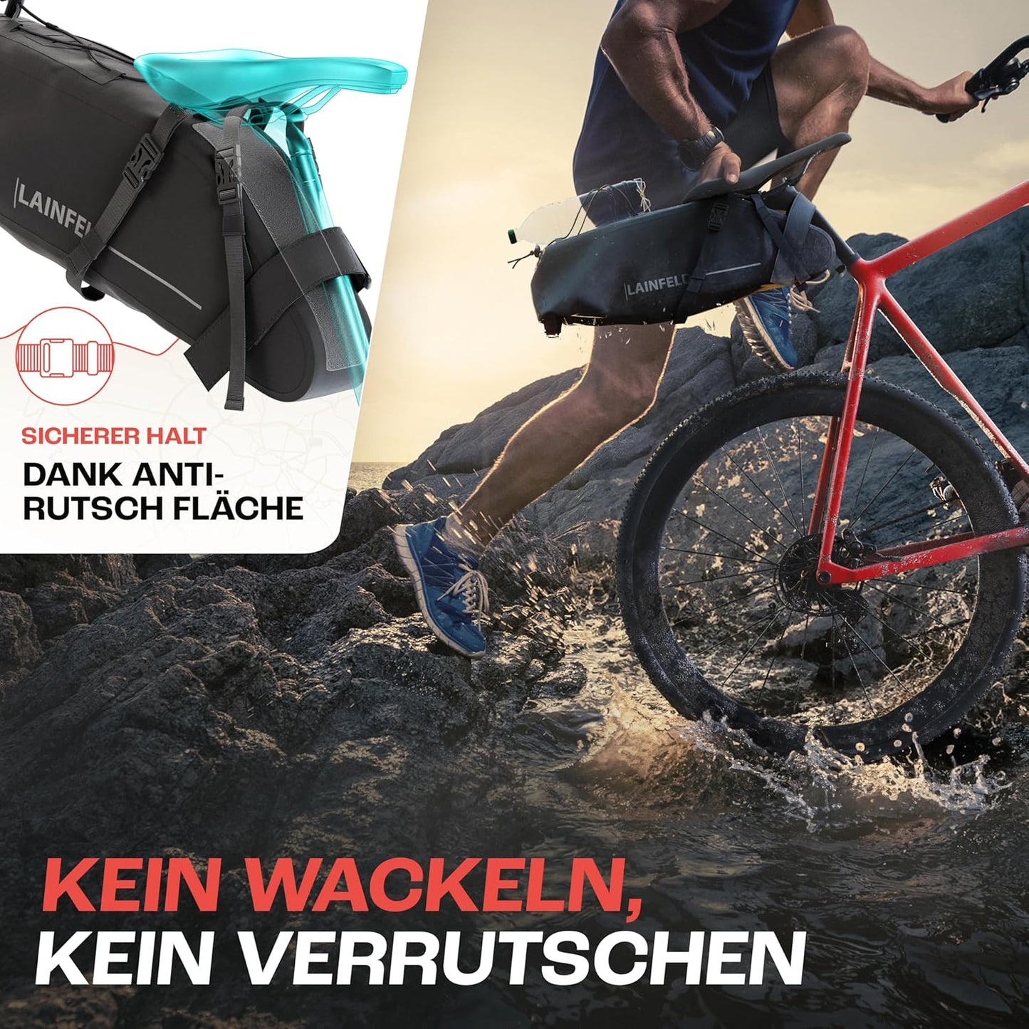 Wasserdichte Satteltasche, Schwarz