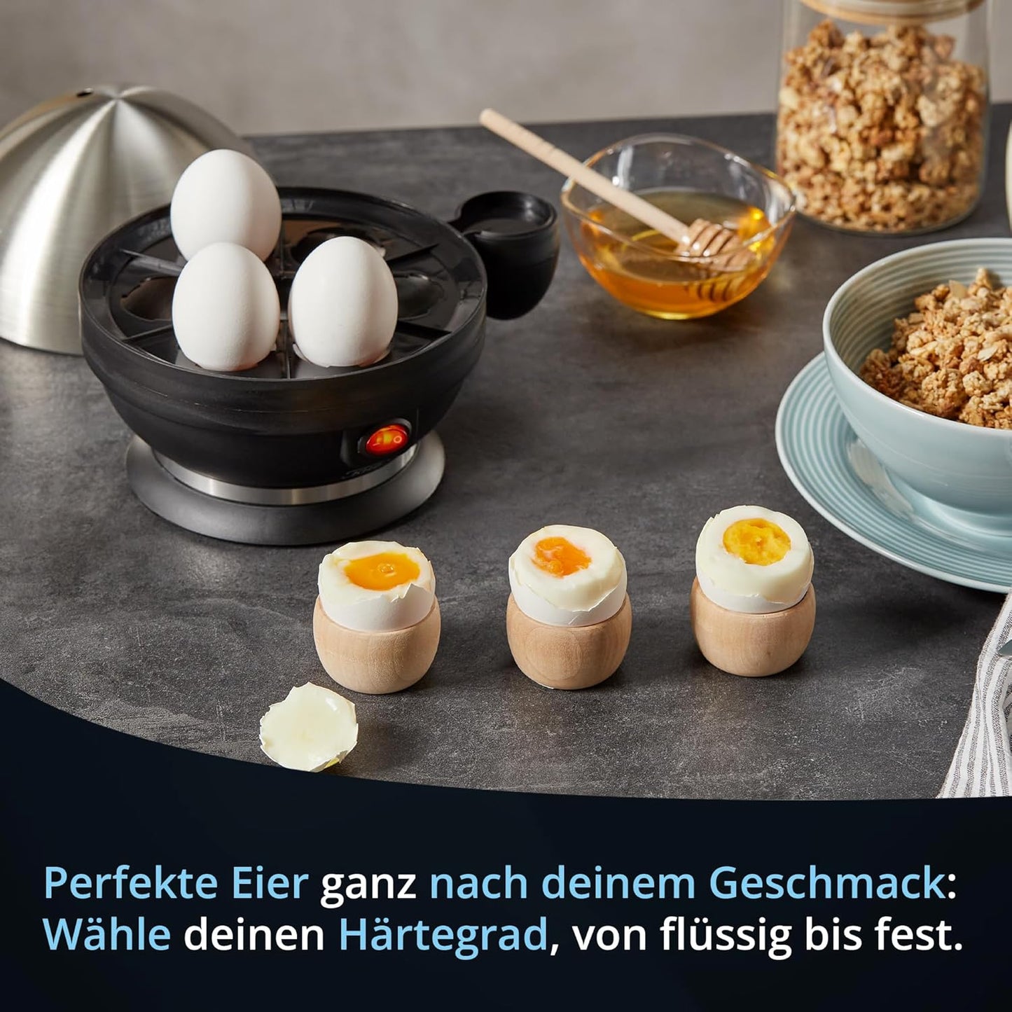 Eierkocher für 7 Eier, Silber/Schwarz