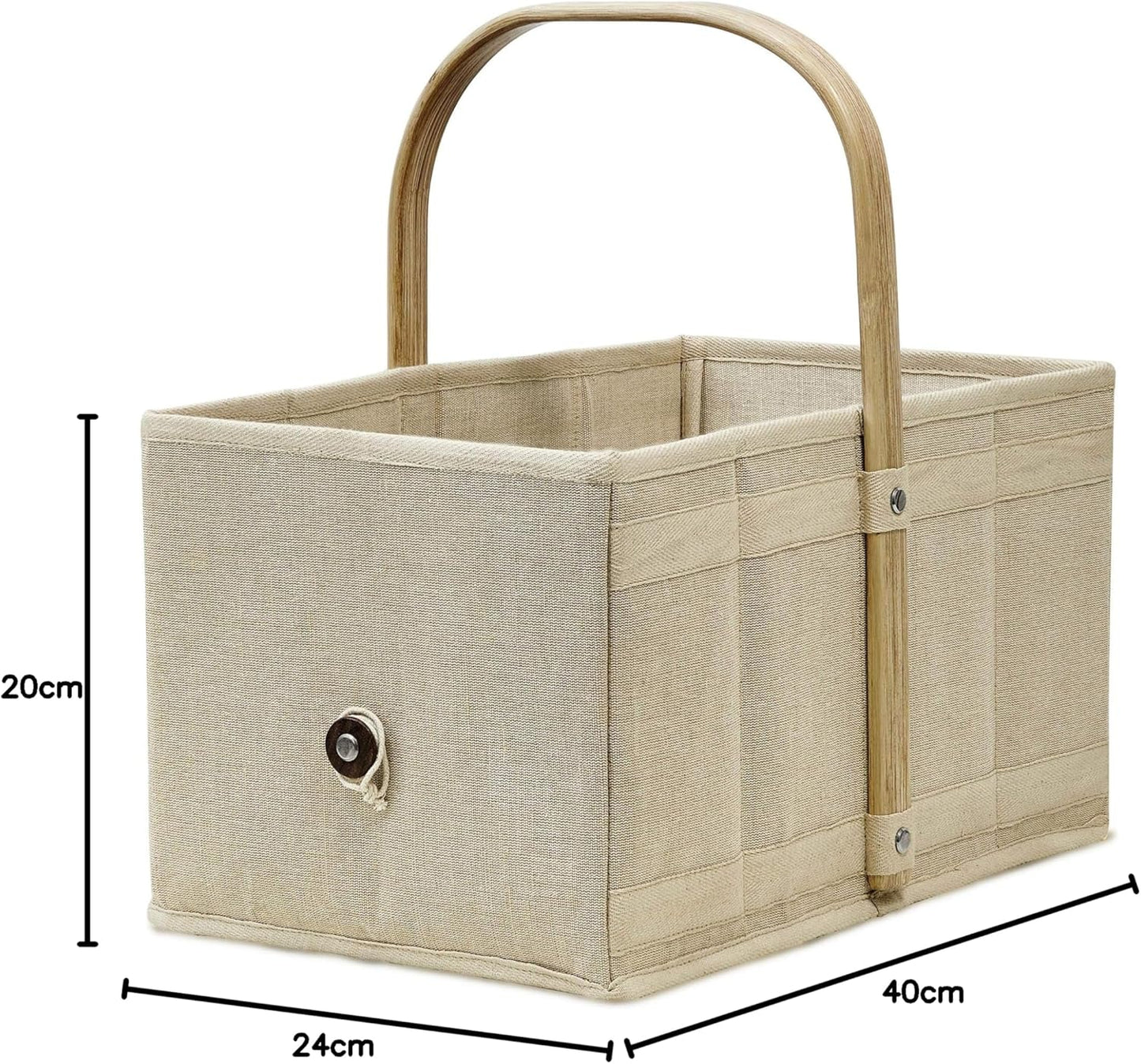 Klappbarer Einkaufkorb mit Obst- und Gemüsenetz, Natur, Beige