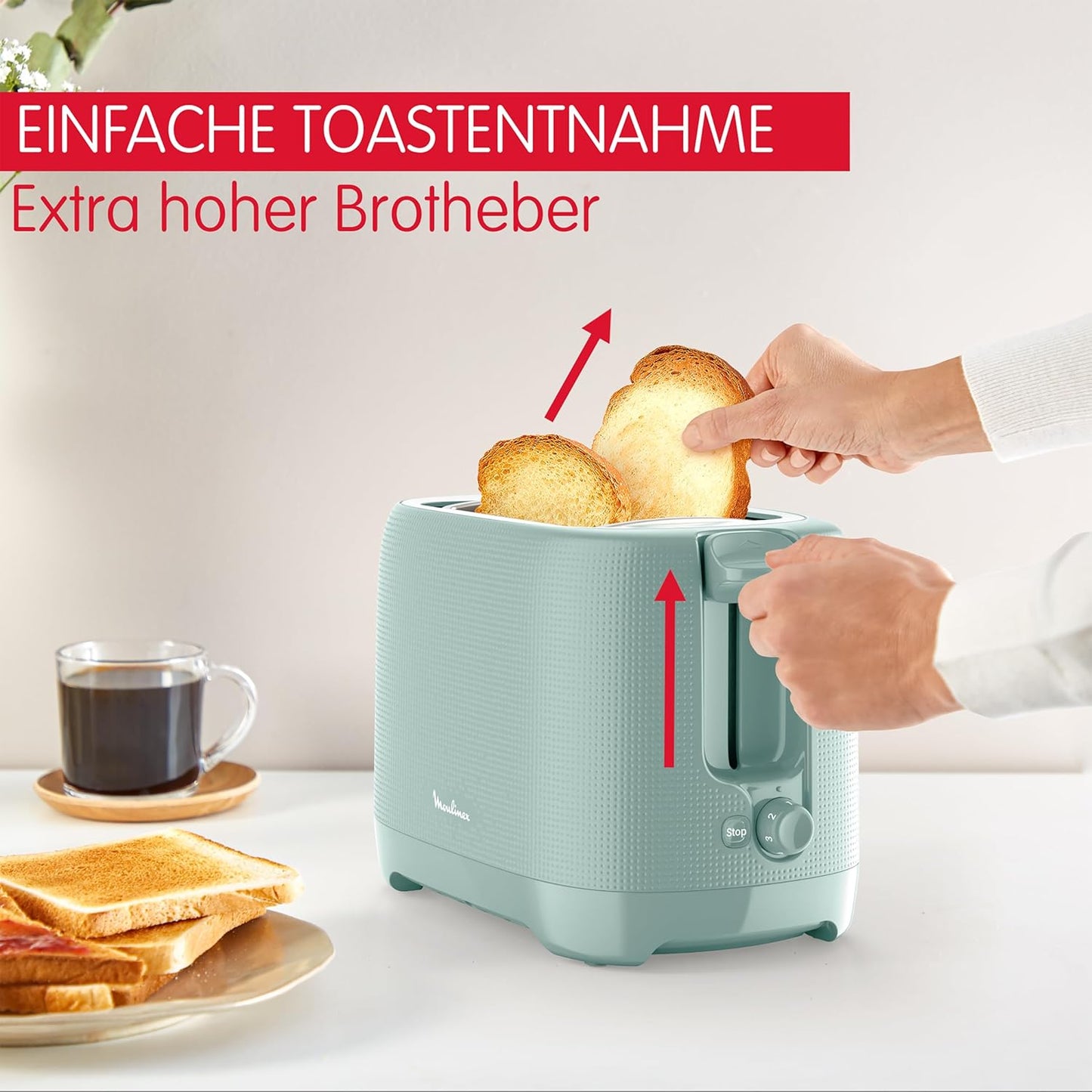 LT2M1310 Toaster mit 7 Bräunungsstufen, Brötchenaufsatz
