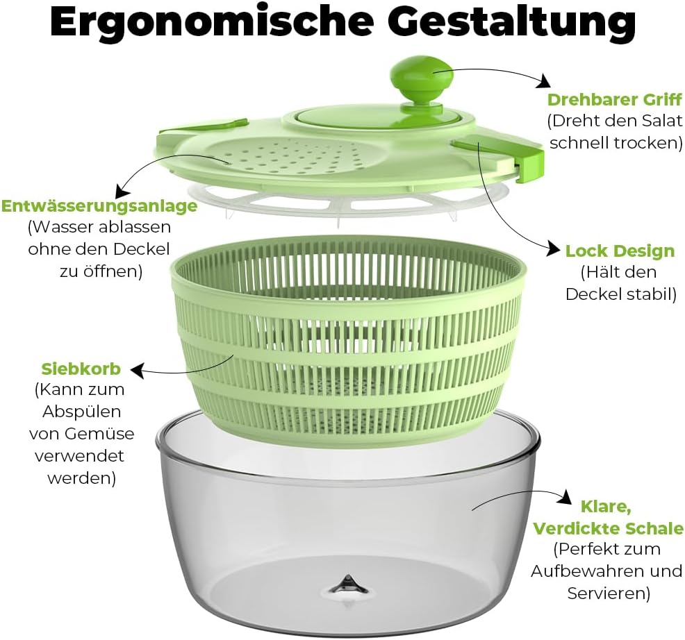 Salatschleuder mit Kurbelantrieb, 4.5L