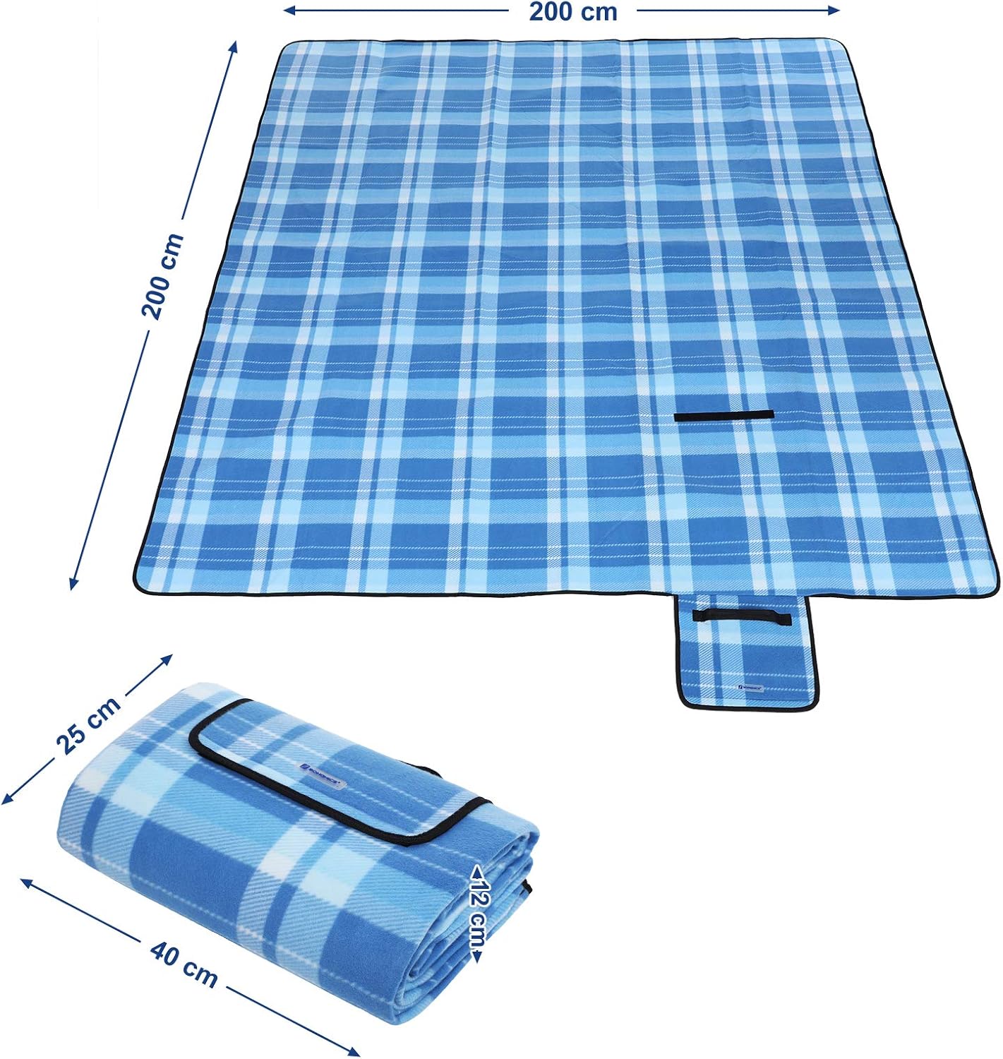 Picknickdecke, 200 x 200 cm, Quadrate Blau Gestreift 200 x 200 cm (Quadratisch) Single