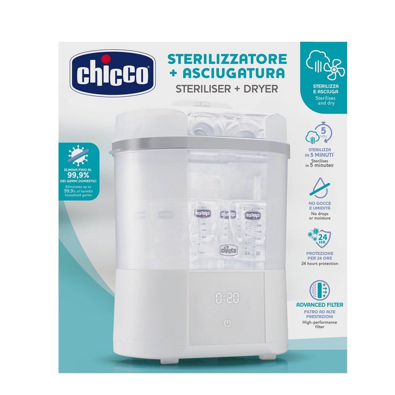 Sterilisator für Babyflaschen mit Trocknungsfunktion, Mit Troknungsfunktion
