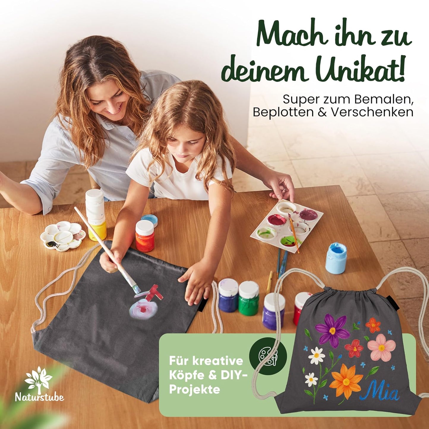 10er-Pack Turnbeutel mit Kordelzug, Anthrazit