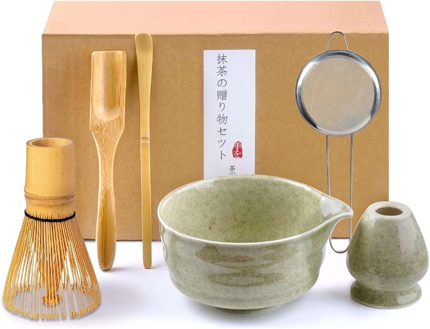6-teiliges Matcha-Tee-Set, Grün Pflaume