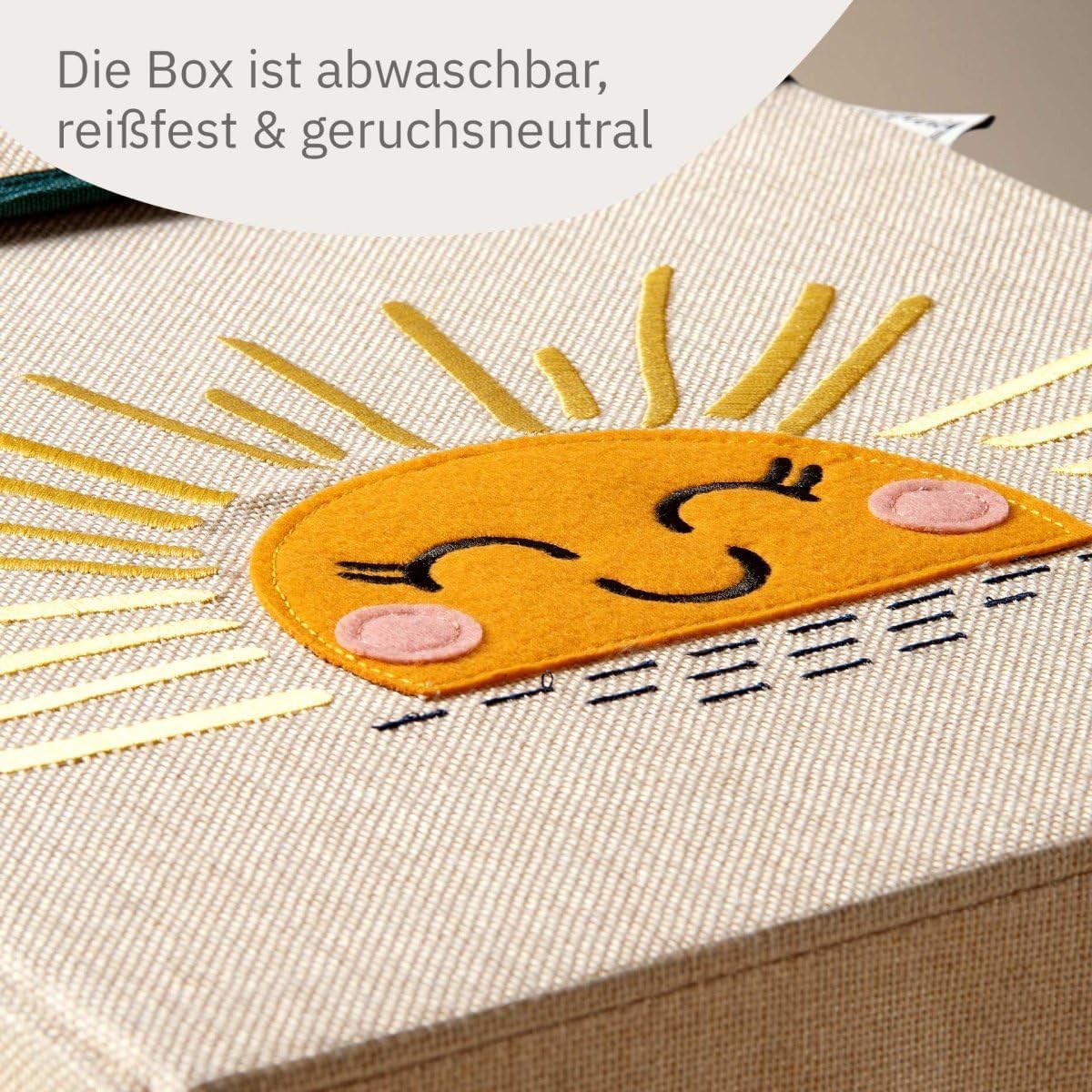 Aufbewahrungsbox mit Deckel und Sonnenmotiv, Sonne