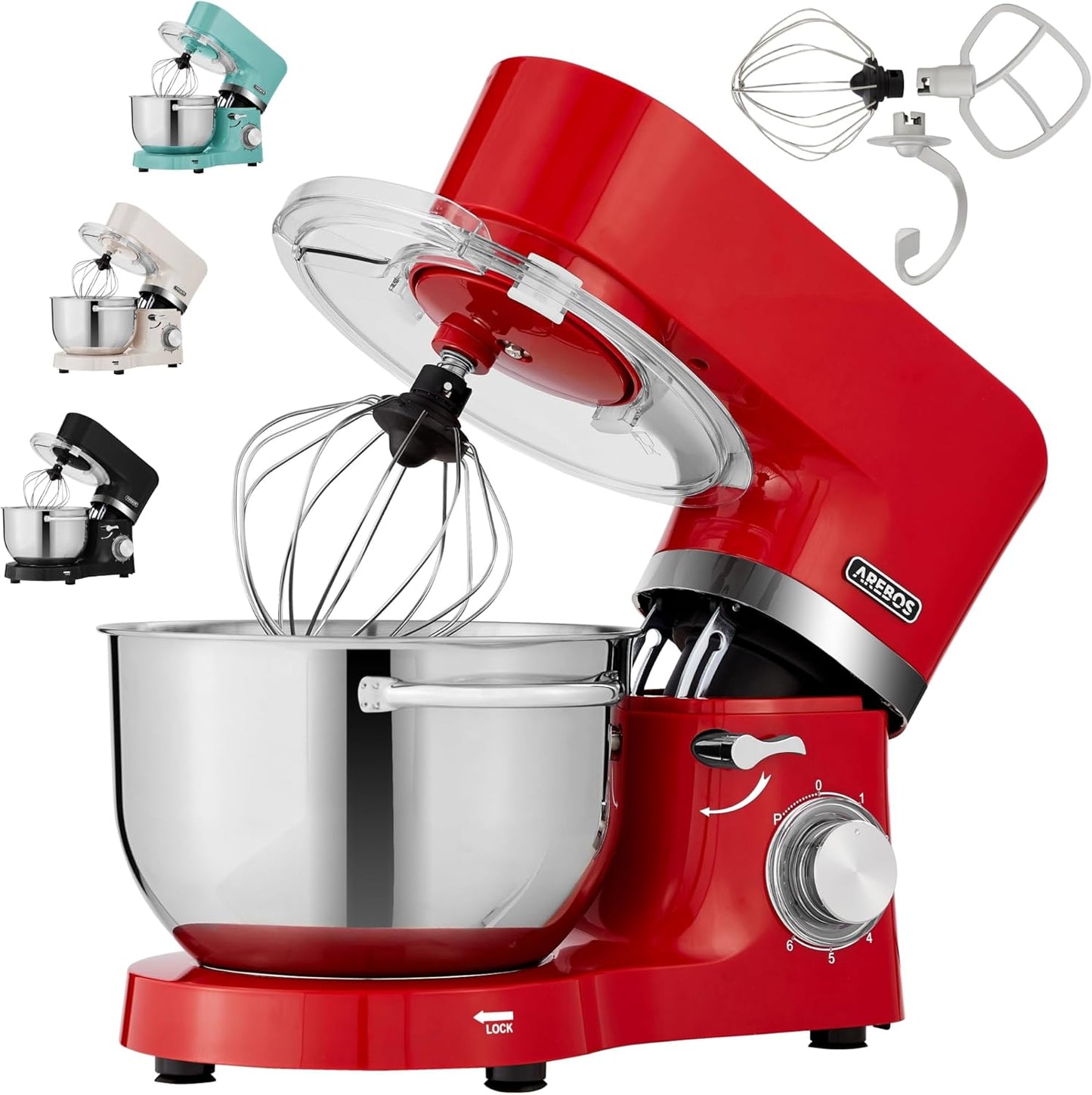 Küchenmaschine mit Knethaken-Set, Rot