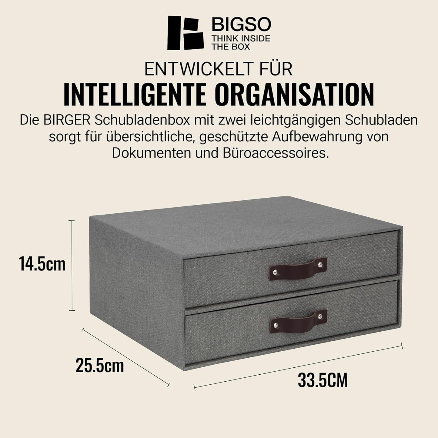 Birger Schubladenbox mit 2 Schubladen, Grau 2