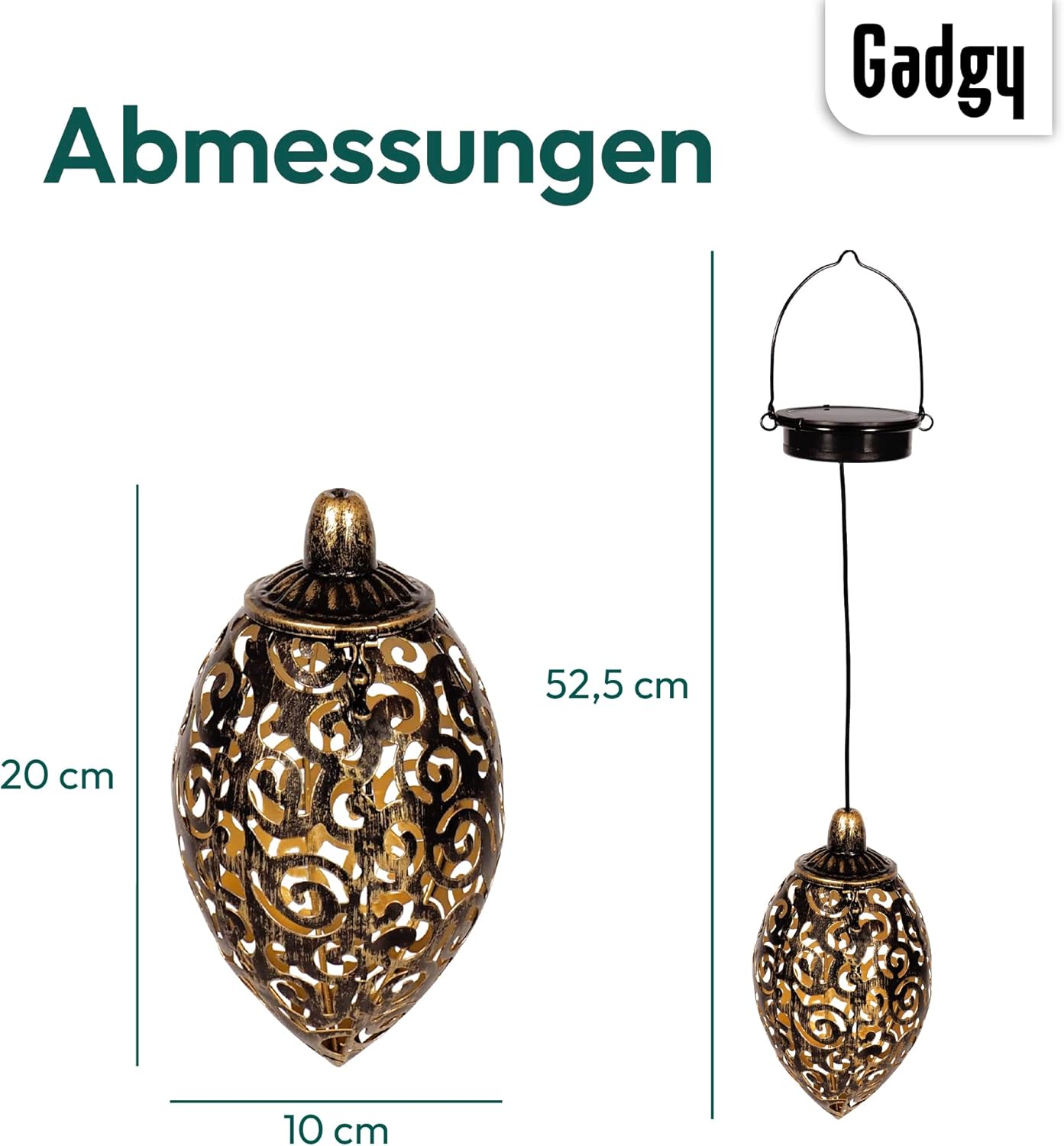 2er-Set Orientalische Solarhängelaternen, Eichel