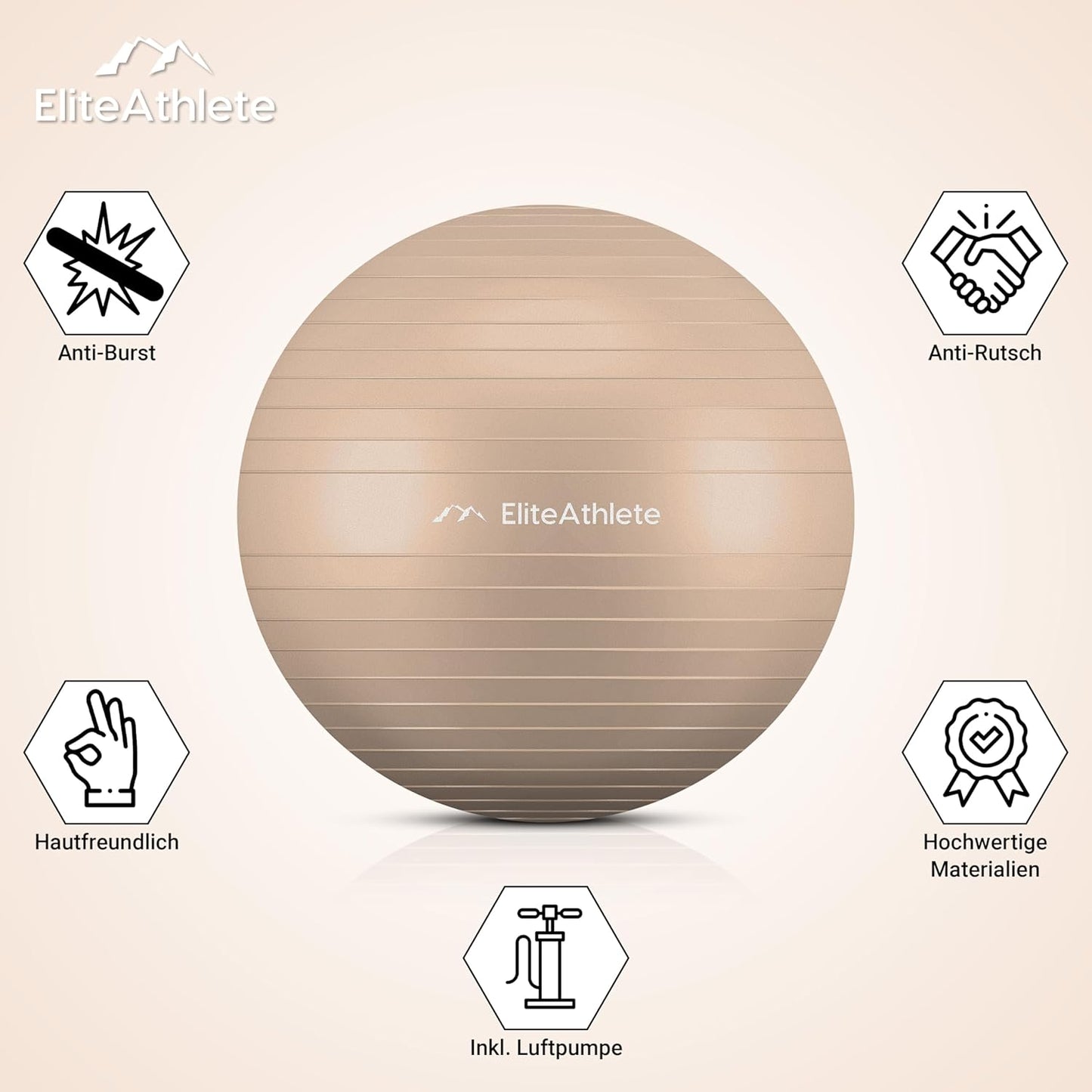Ergonomischer Gymnastikball für Fitness und Schwangerschaft, Cappuccino 85cm
