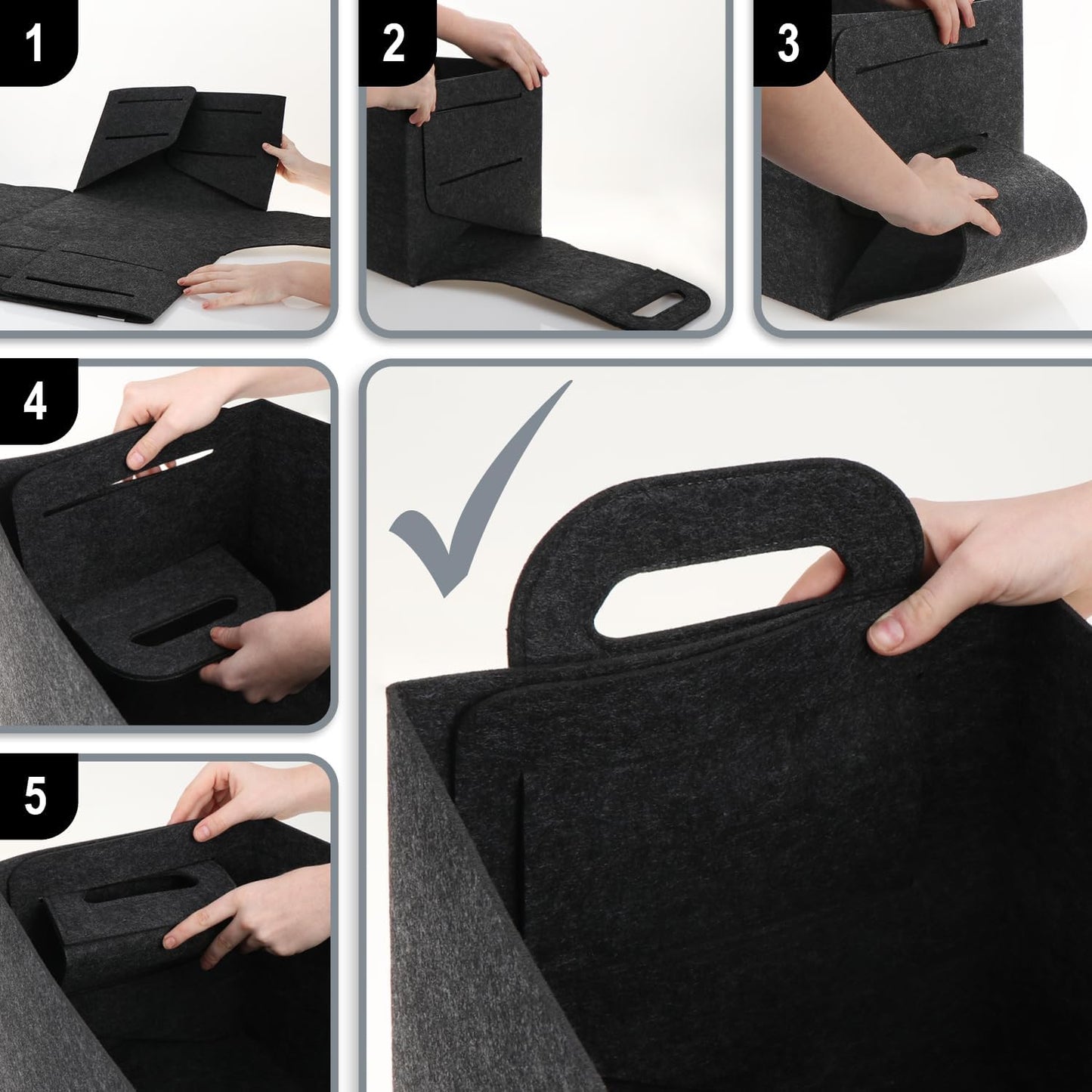 Filz-Tasche für Brennholz, 01 Stück Anthrazit 44x31cm