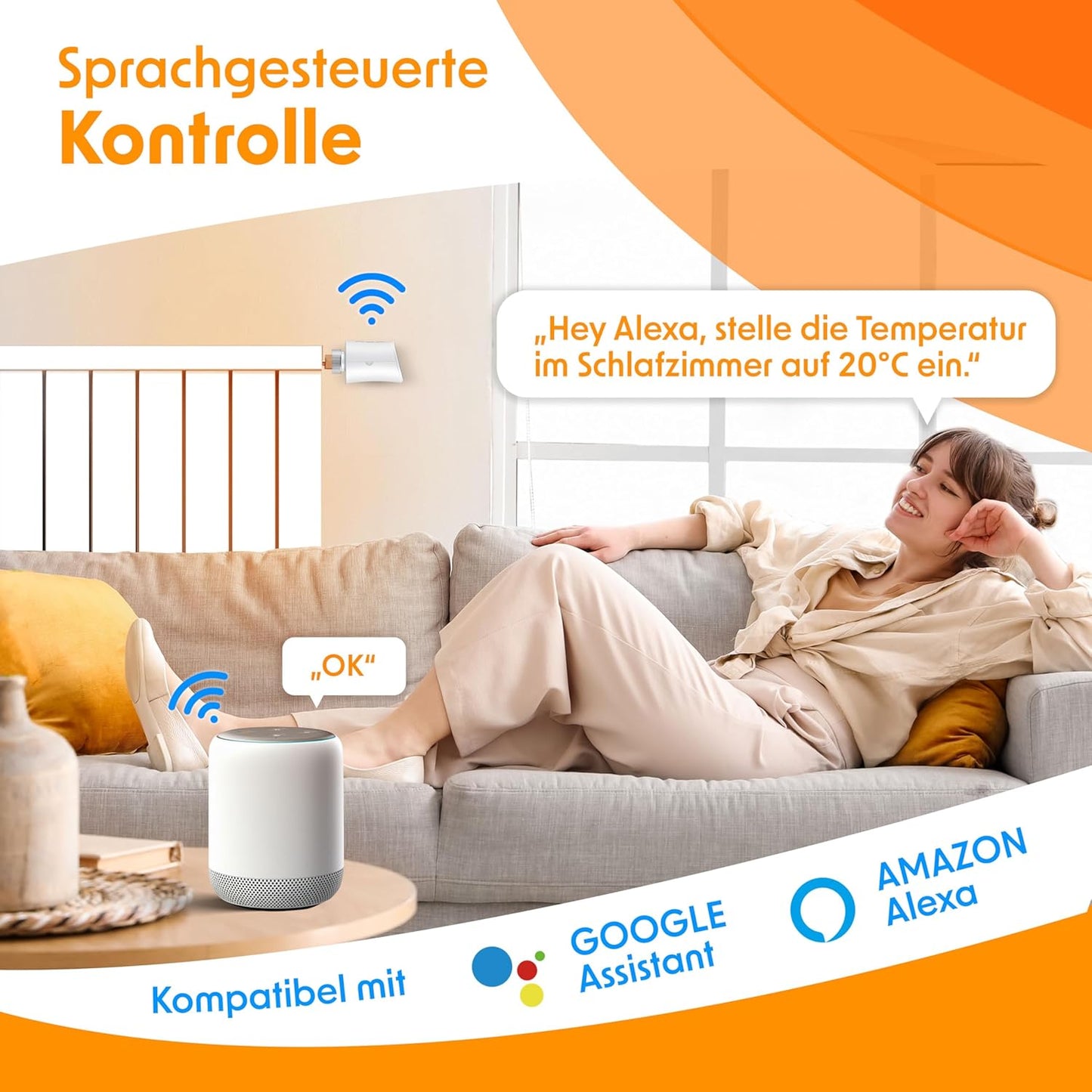 Heizkörperthermostat mit Smart Home Steuerung, Rund 1 Stück Weiß