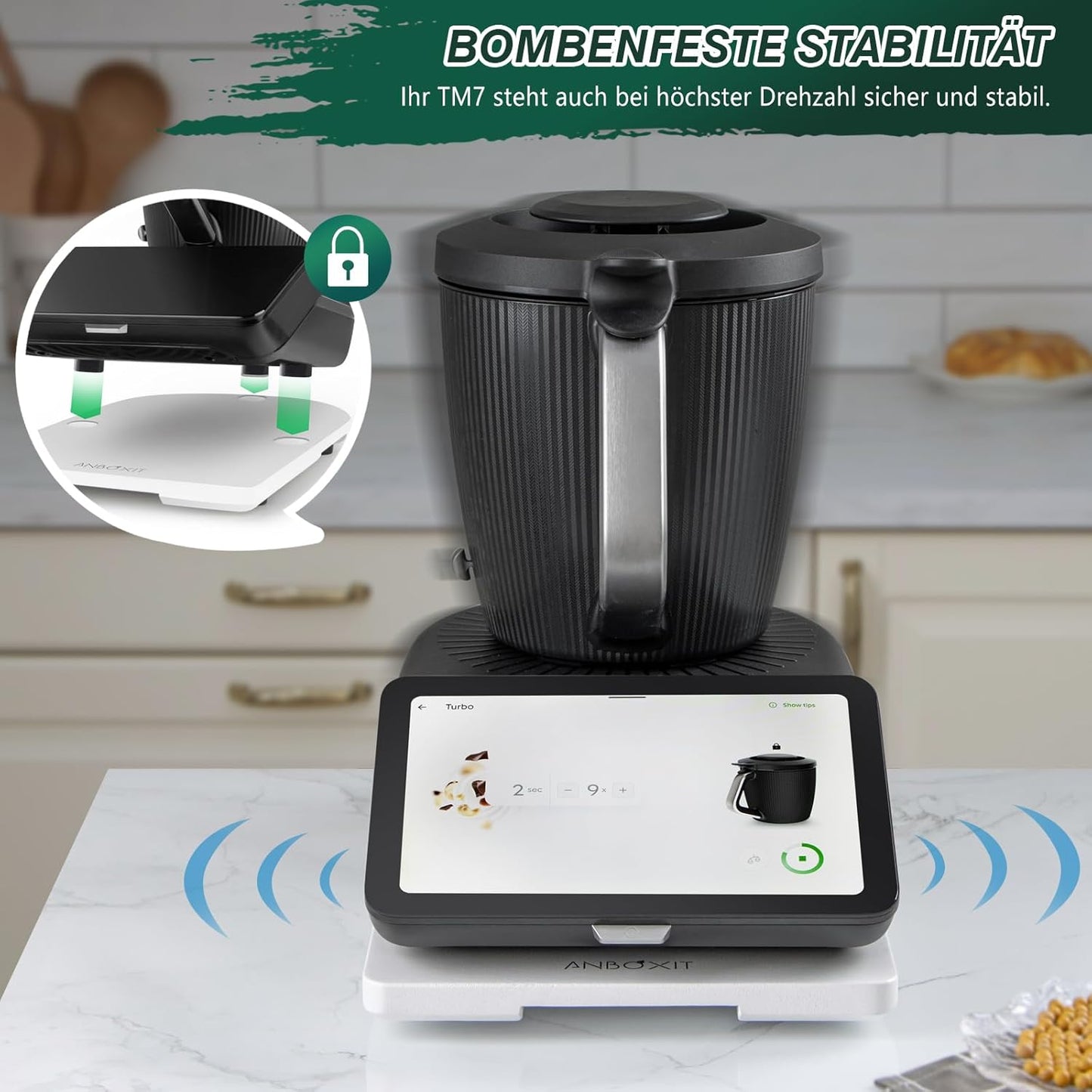 Gleitbrett für Thermomix mit Rollen, Weiß