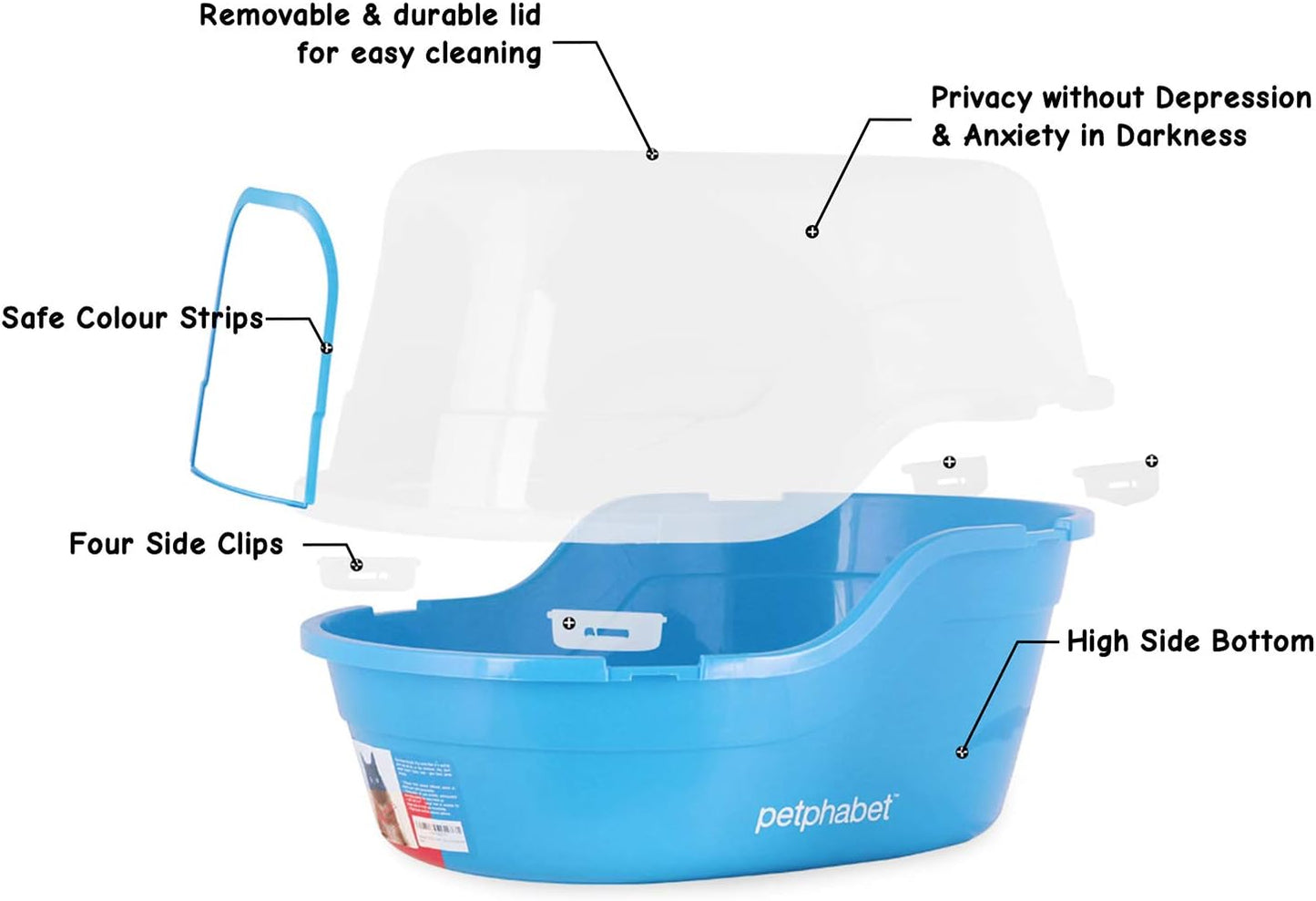 Jumbo Katzentoilette mit Abdeckung, Blau