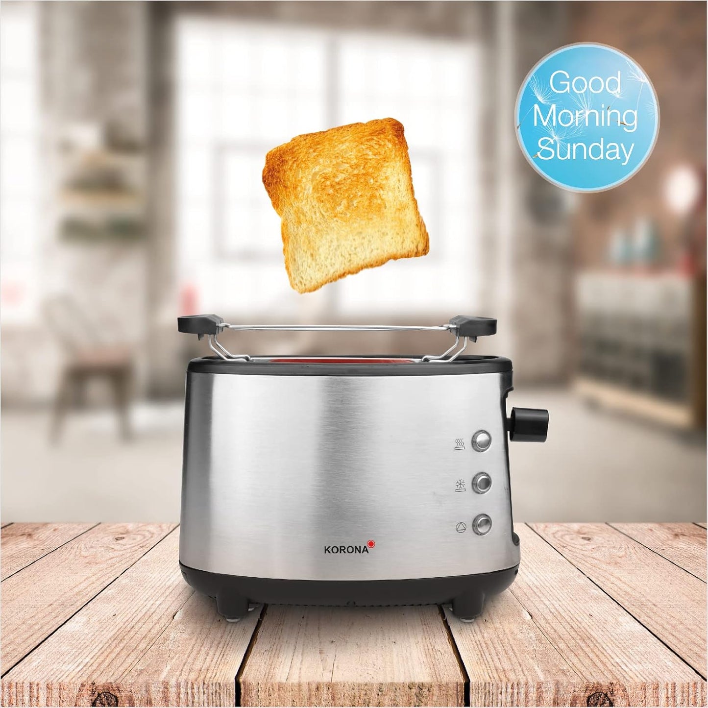21304 Single-Toaster mit Edelstahlgehäuse und Brötchenaufsatz, Korona 21304 Single-Toaster