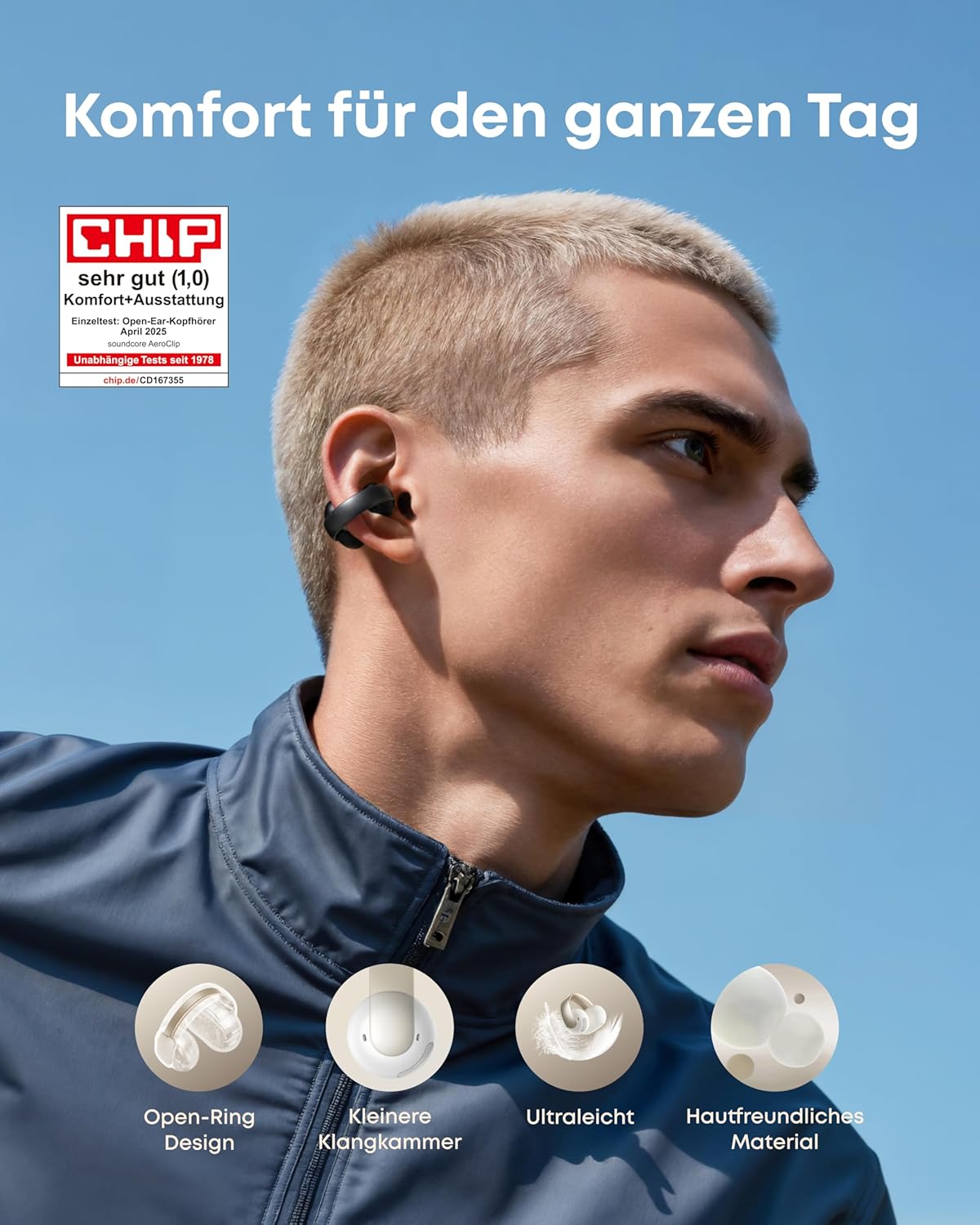 Open-Ear Kopfhörer mit KI-Mikrofonen, Mitternacht