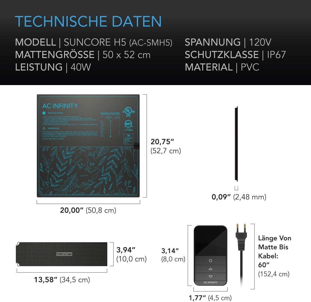 Heizmatte mit digitalem Thermostat, 50 x 52,7 cm (x1), Digital Thermostat