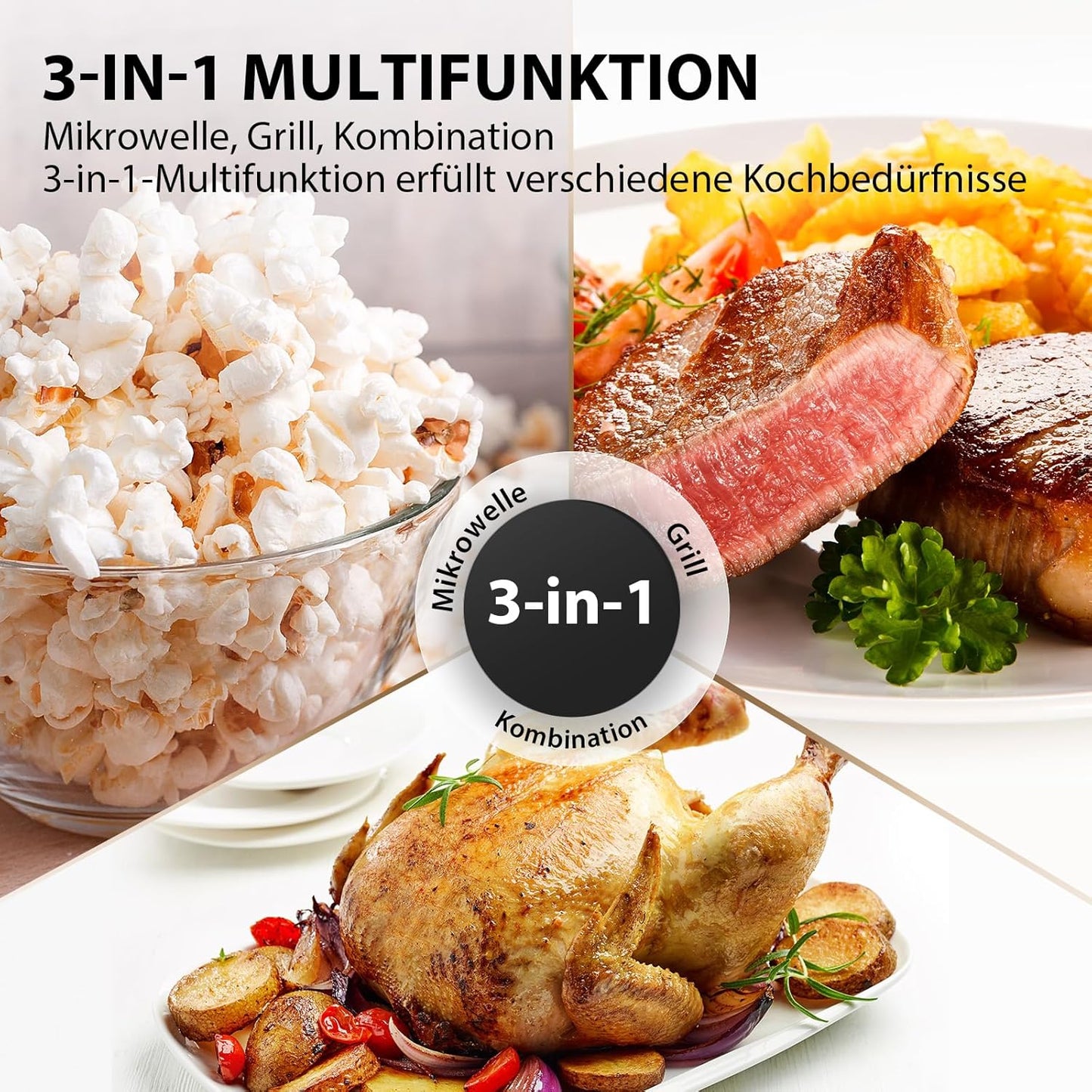 Mikrowelle mit Grillfunktion, 25L Grill Inverter