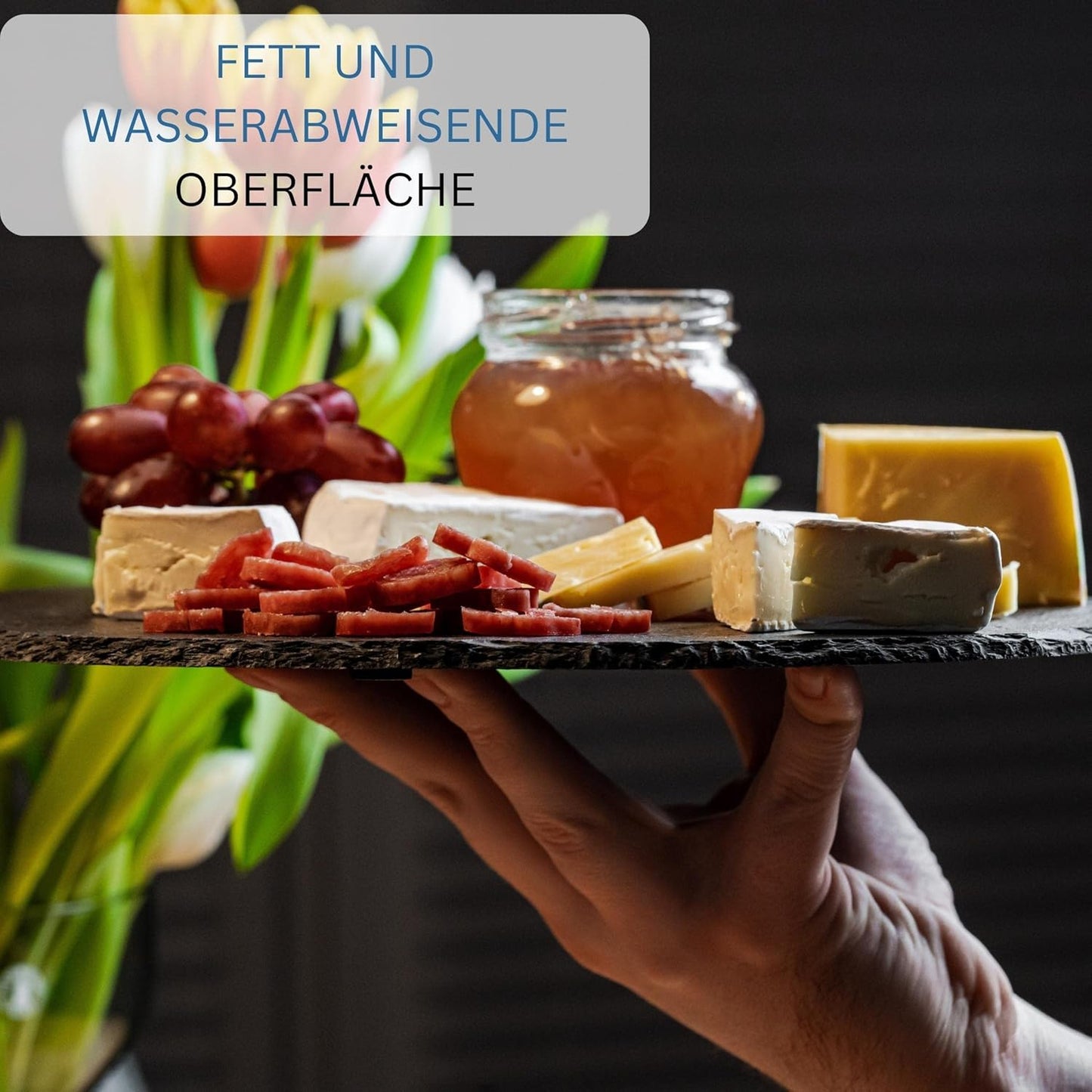 Naturschiefer-Servierplatten-Set, 30x30cm, 2 Stück