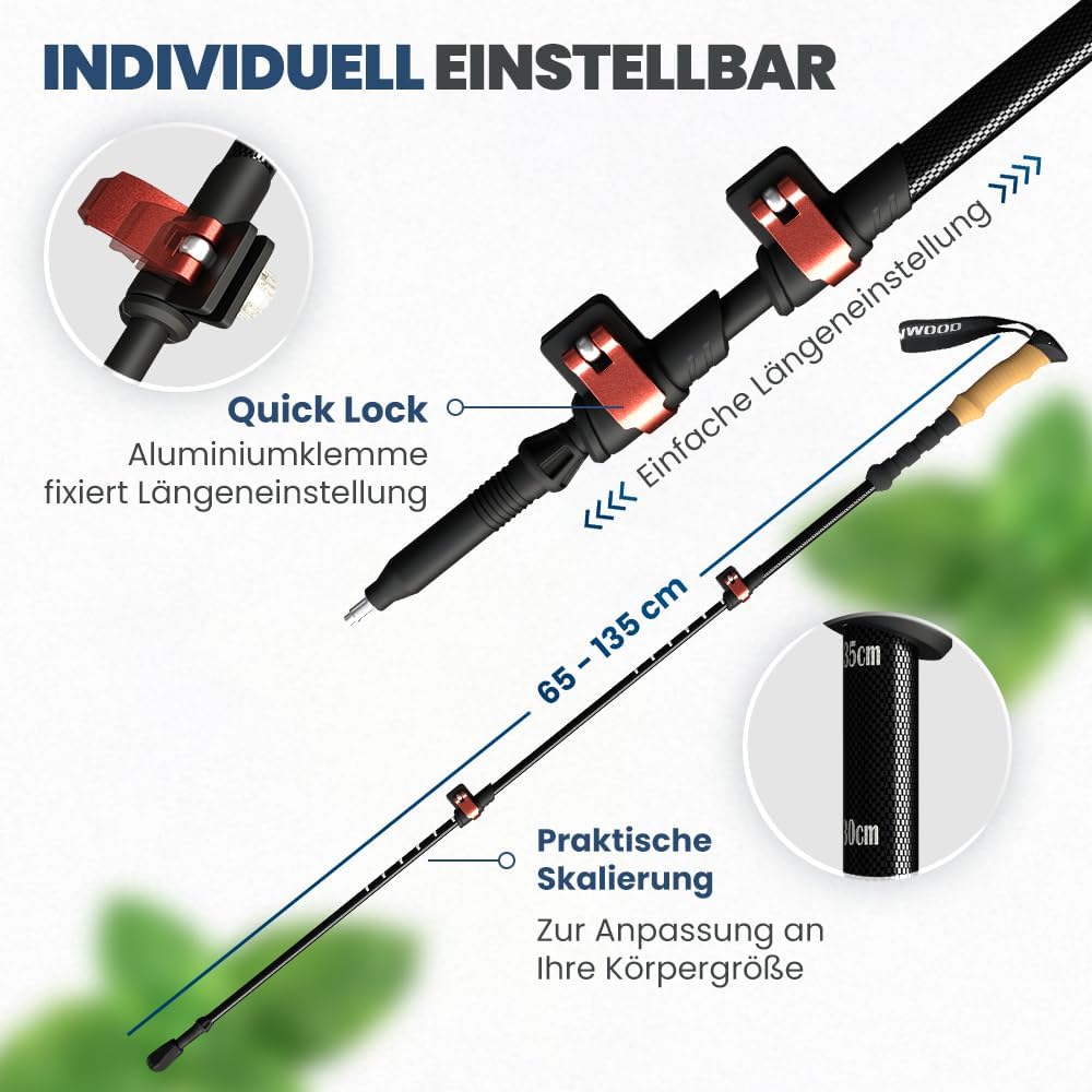 Premium Carbon Wanderstöcke, Carbon Teleskop 1 Paar