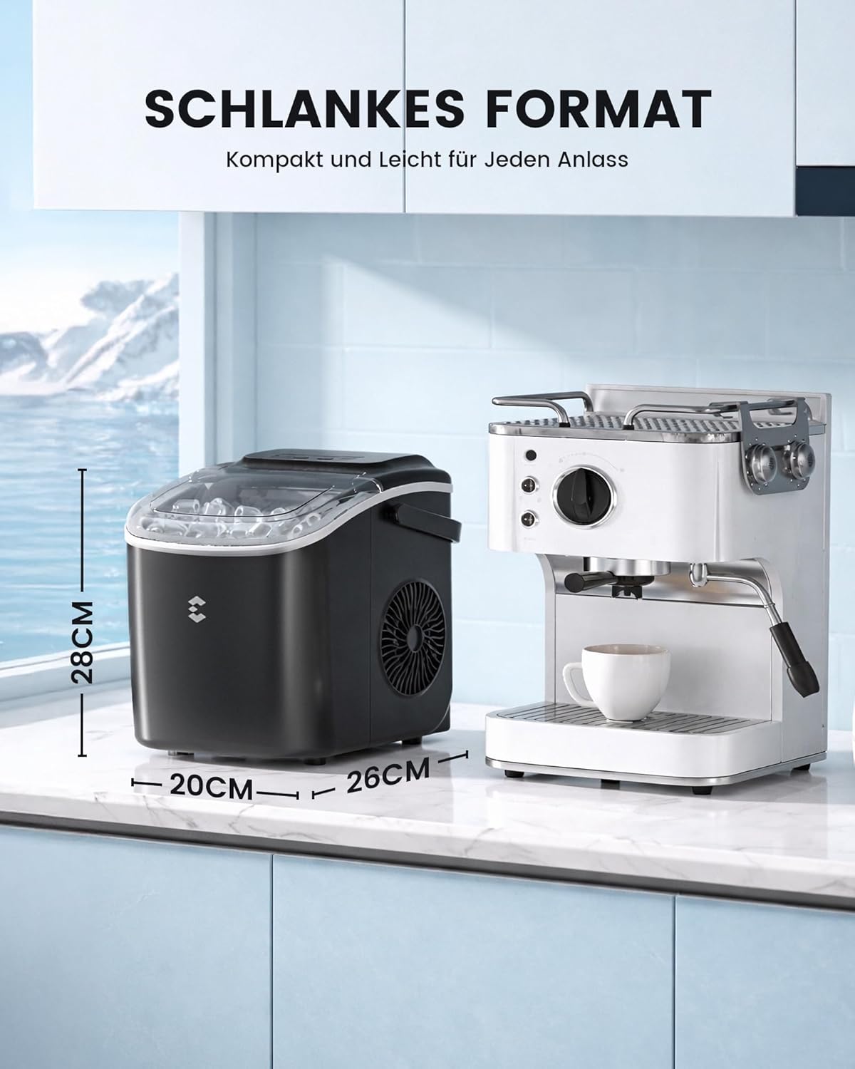 Tragbare Eiswürfelmaschine, Schwarz