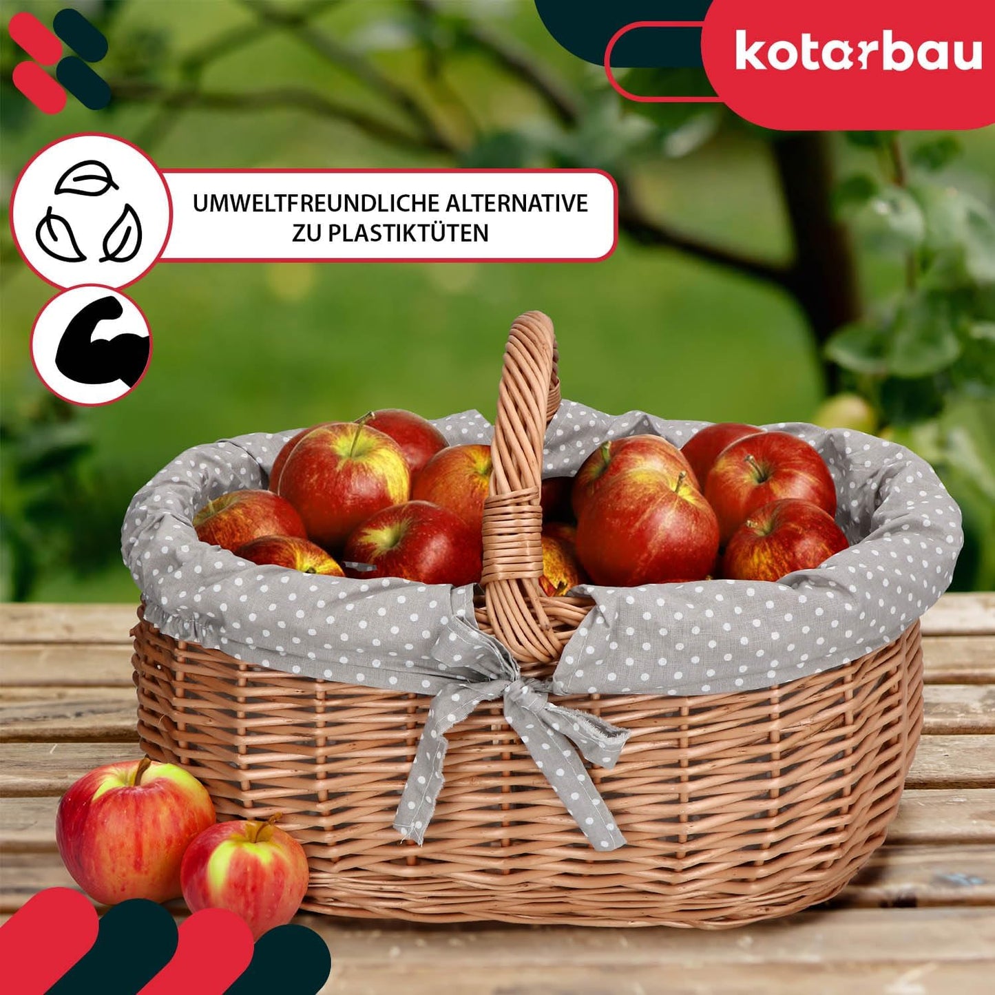 Picknickkorb, Mit Grau Stoffeinsatz