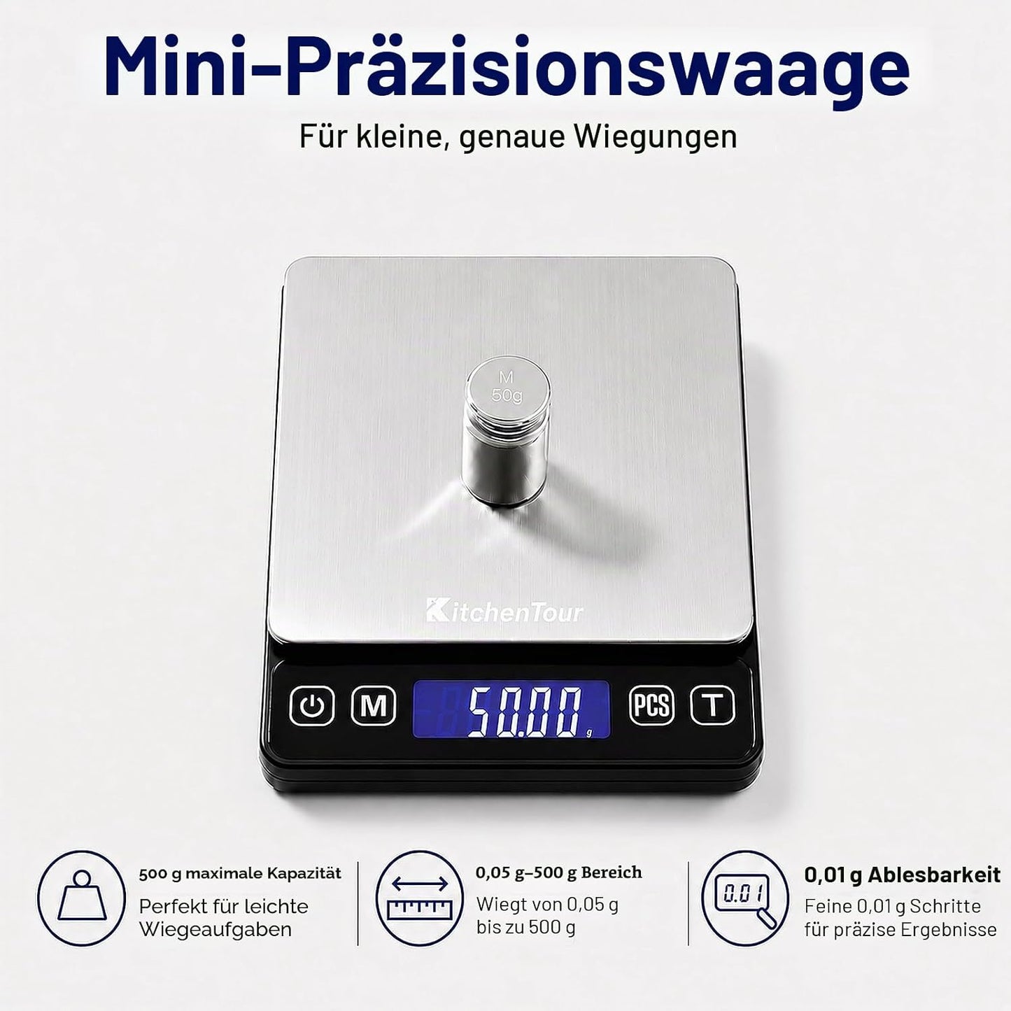 Digitale Präzisions-Küchenwaage EG-5001, 500.0 Gramm