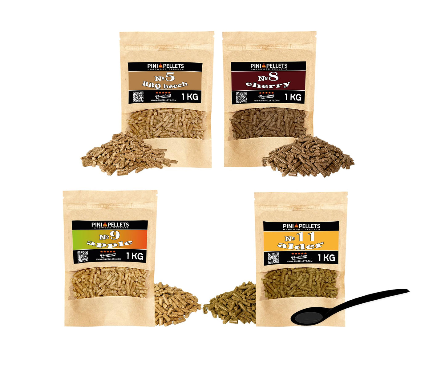 4-teiliges Naturholzpellets Set für Smoker